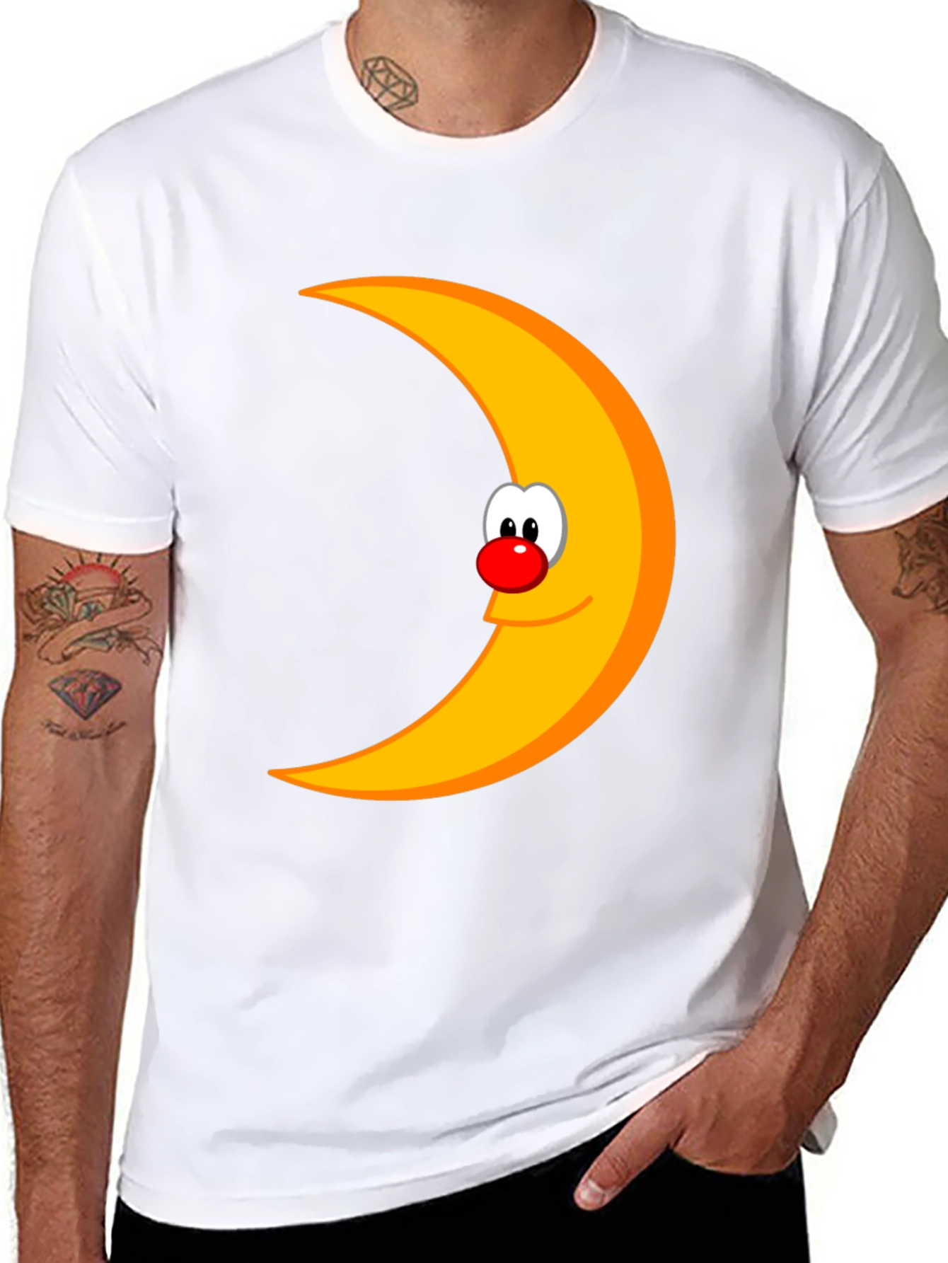 Black Funny Moon Face Graphic Black T-Shirt view 8