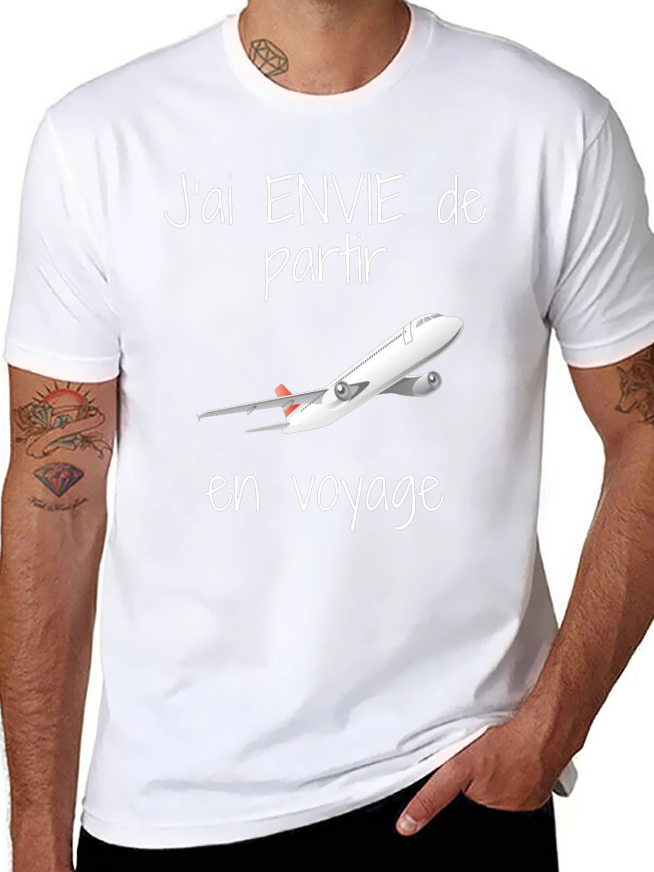 Black Travel T-Shirt - "J'ai envie de partir en voyage" view 8