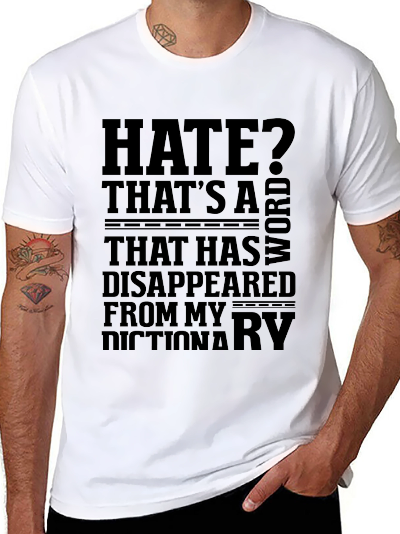 Black Humorous Graphic Tee: 'Hate? That's a Word...' view 8