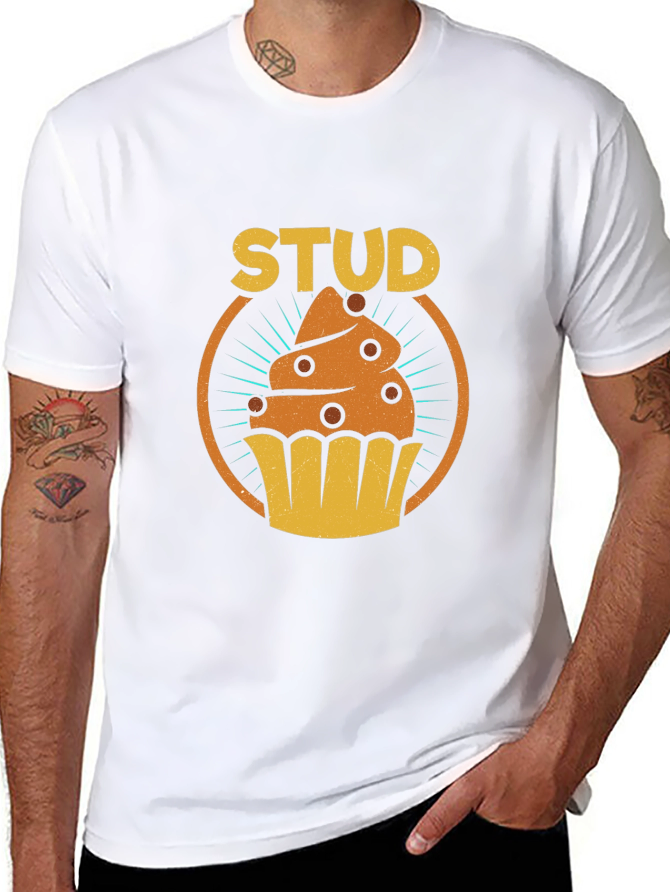Black Stud Muffin Graphic Tee - Novelty Men's T-Shirt view 8