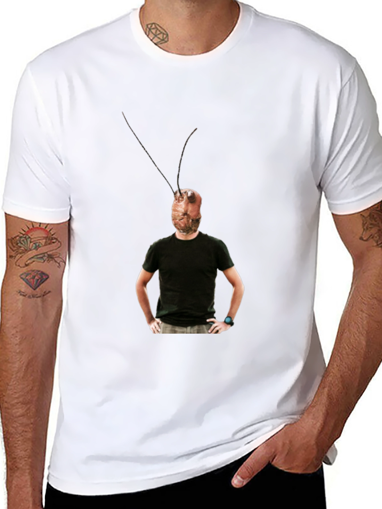 Black Novelty Bug-Head Tee - Adult Humor T-Shirt view 8