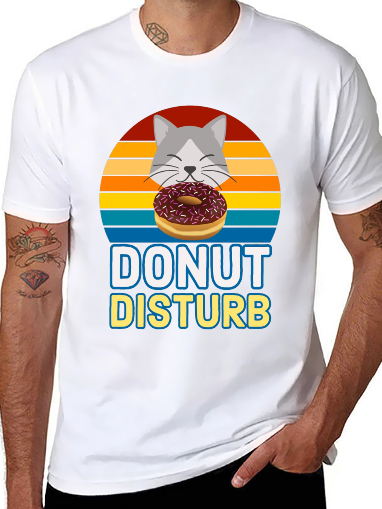Black Donut Disturb Cat T-Shirt view 8