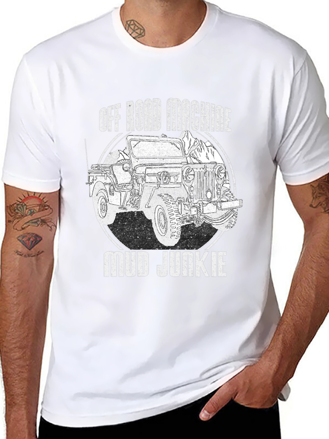 Black Off Road Machine Mud Junkie Black T-Shirt view 8