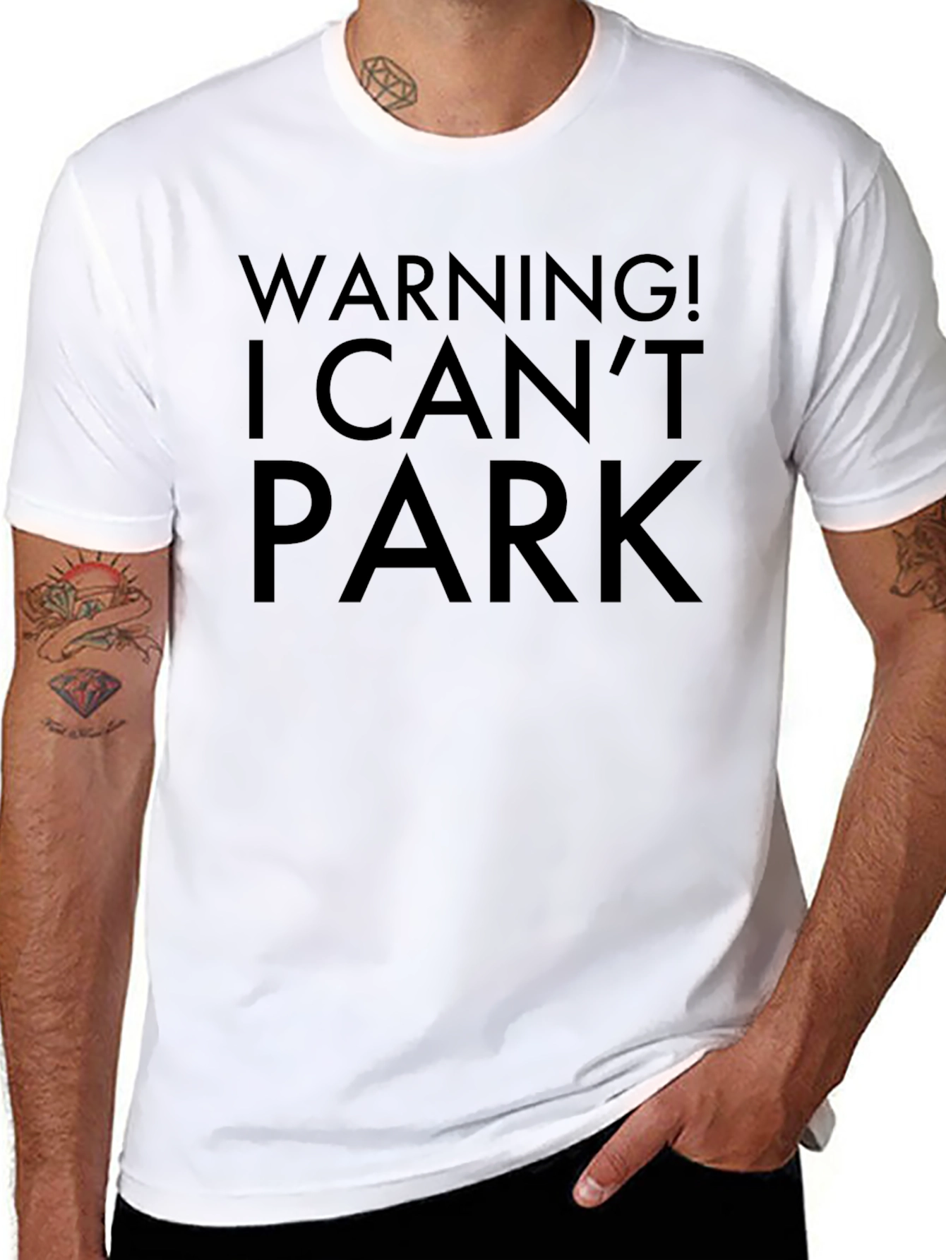 Black Warning! I Can't Park Novelty T-Shirt view 8
