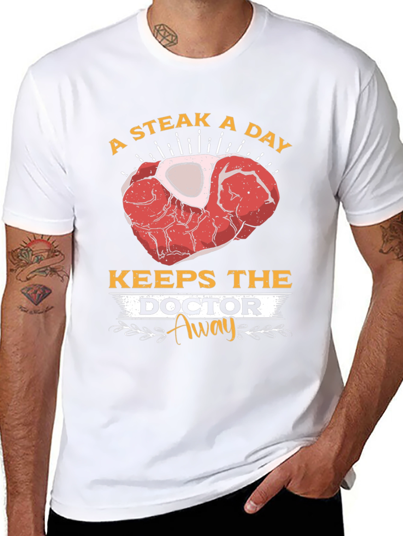 Black Steak A Day Keeps The Doctor Away T-Shirt view 8