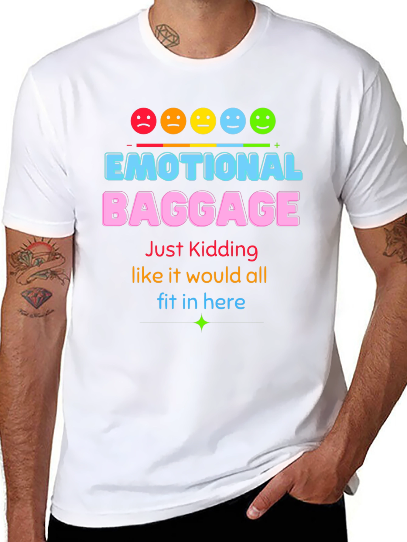 Black Emotional Baggage Graphic T-Shirt - Funny & Stylish! view 8