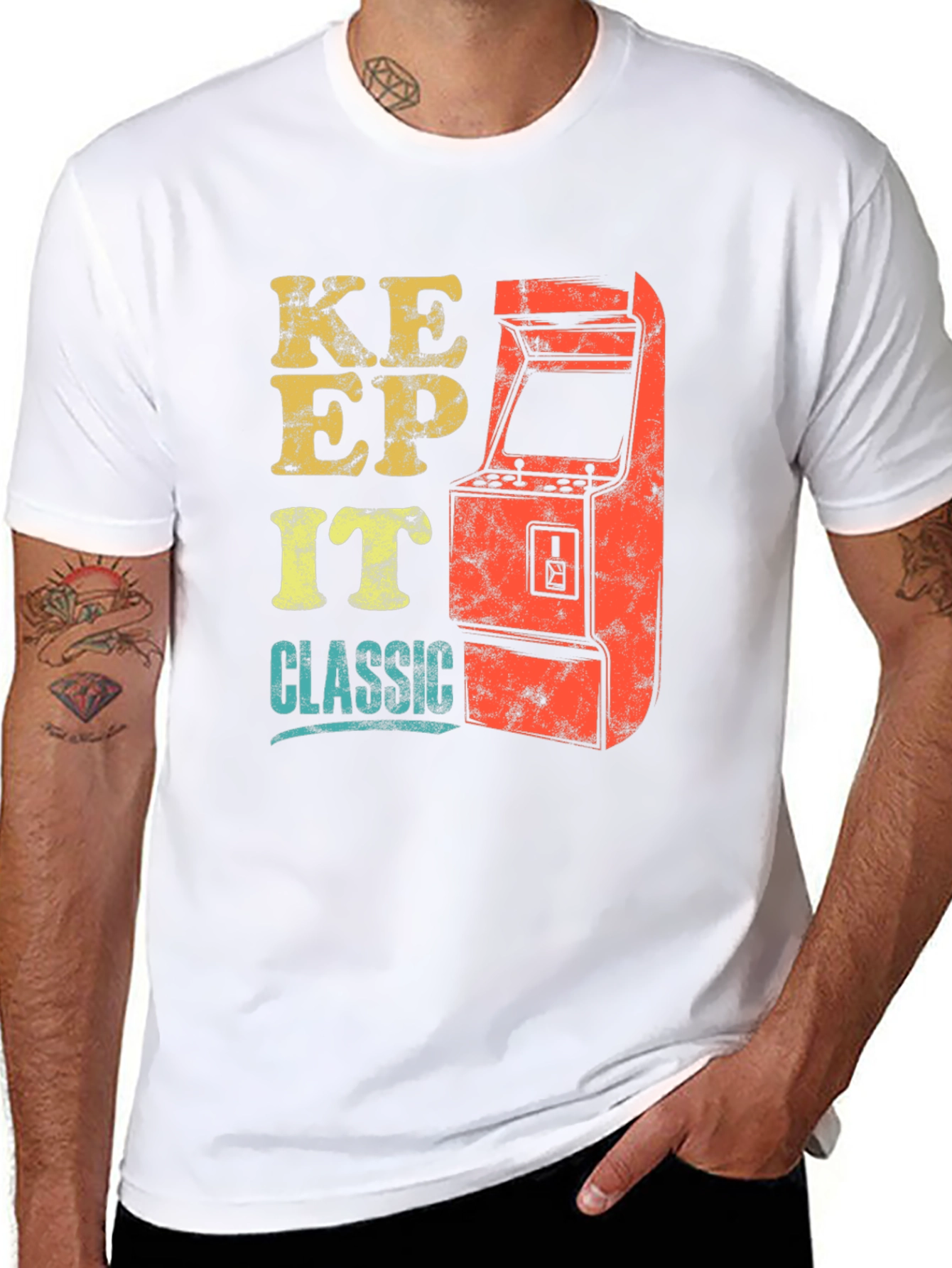 Black Keep It Classic Retro Arcade Gamer T-Shirt view 8