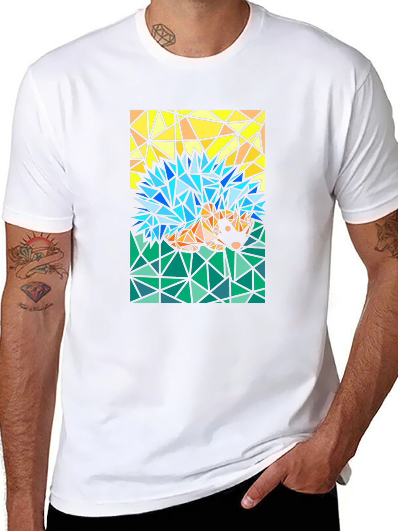 Black Abstract Hedgehog T-Shirt - Geometric Style view 8