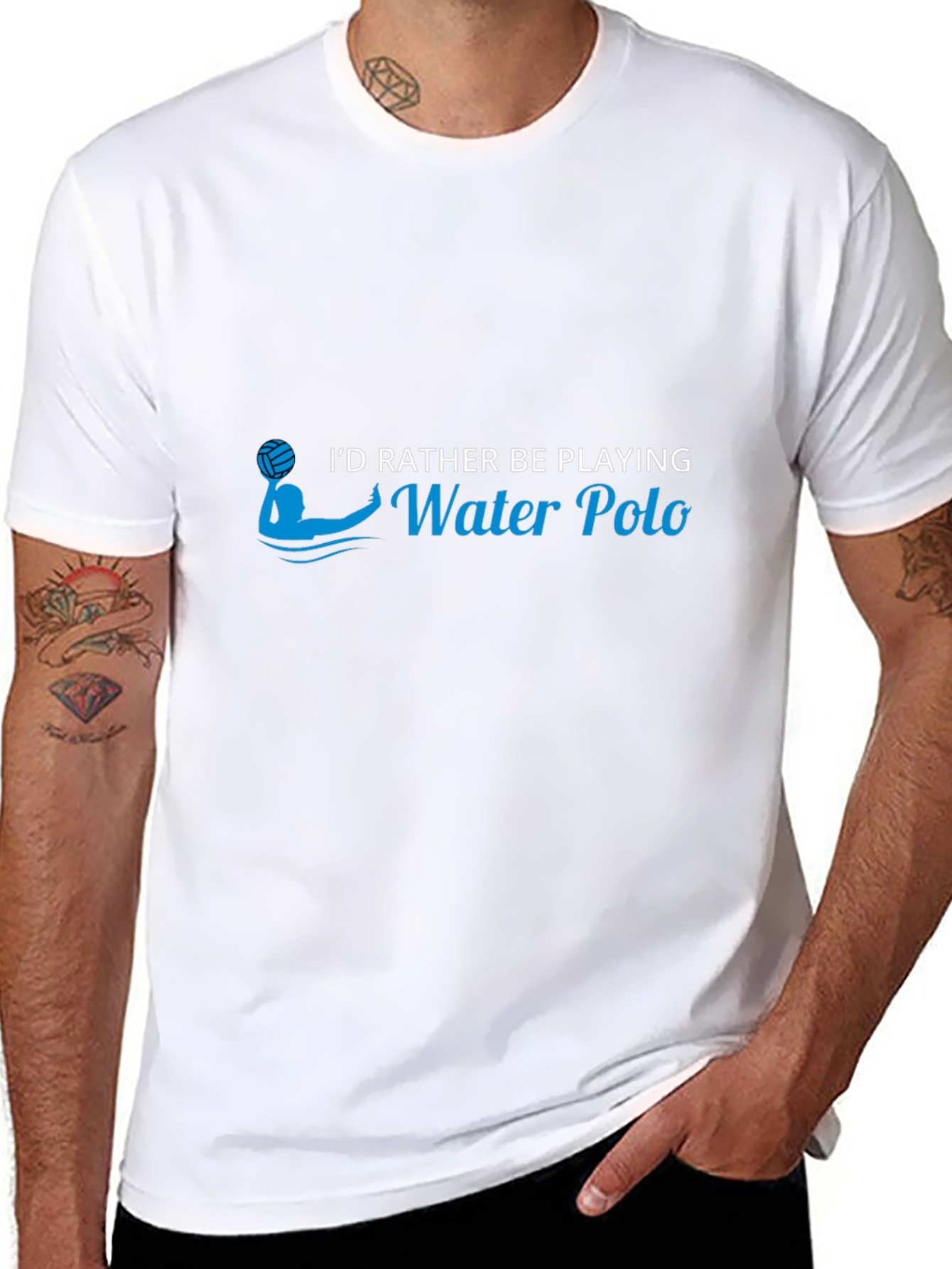 Black Water Polo Player Graphic T-Shirt view 8