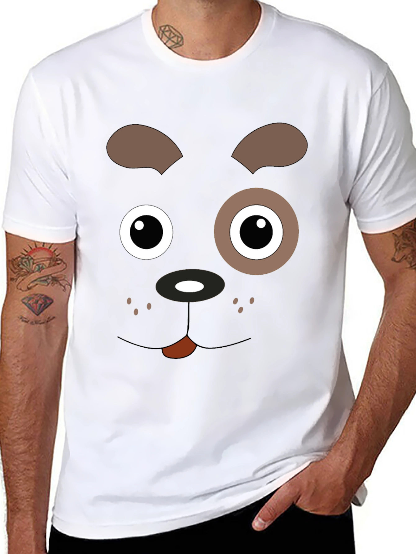 Black Dog Face Graphic Black T-Shirt view 8