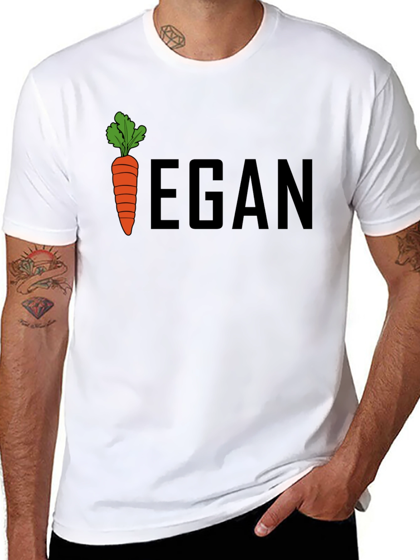 Black Vegan Carrot Graphic Tee - Unisex Black T-Shirt view 8