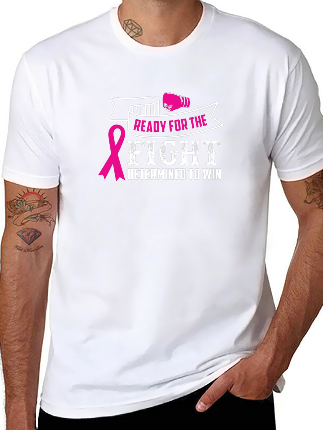 Black Ready for the Fight Breast Cancer Awareness T-Shirt view 8