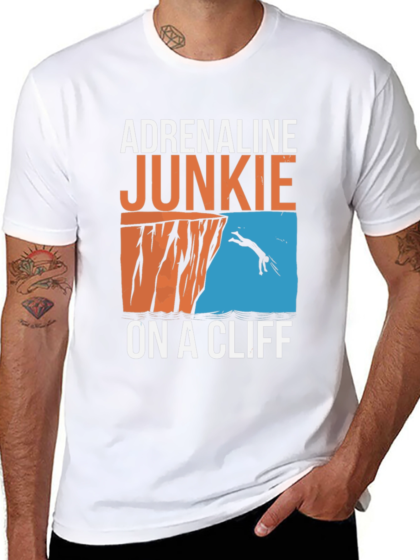 Black Adrenaline Junkie On A Cliff T-Shirt - Black view 8