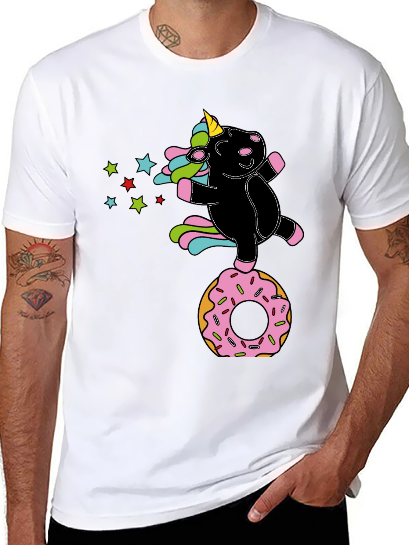Black Unicorn Donut Black T-Shirt Fun Design view 8