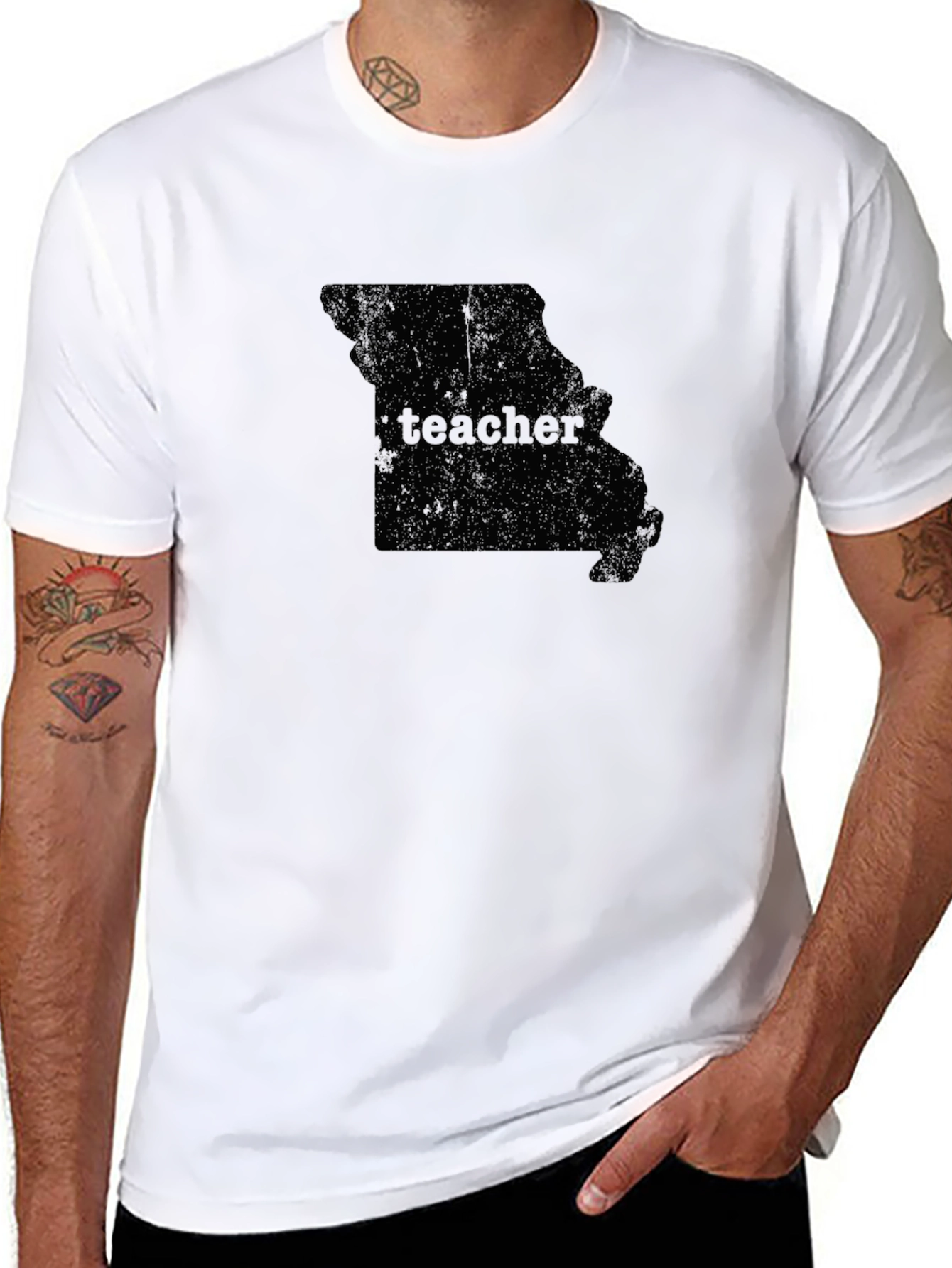 Black Teacher Missouri State Outline Graphic T-Shirt view 8