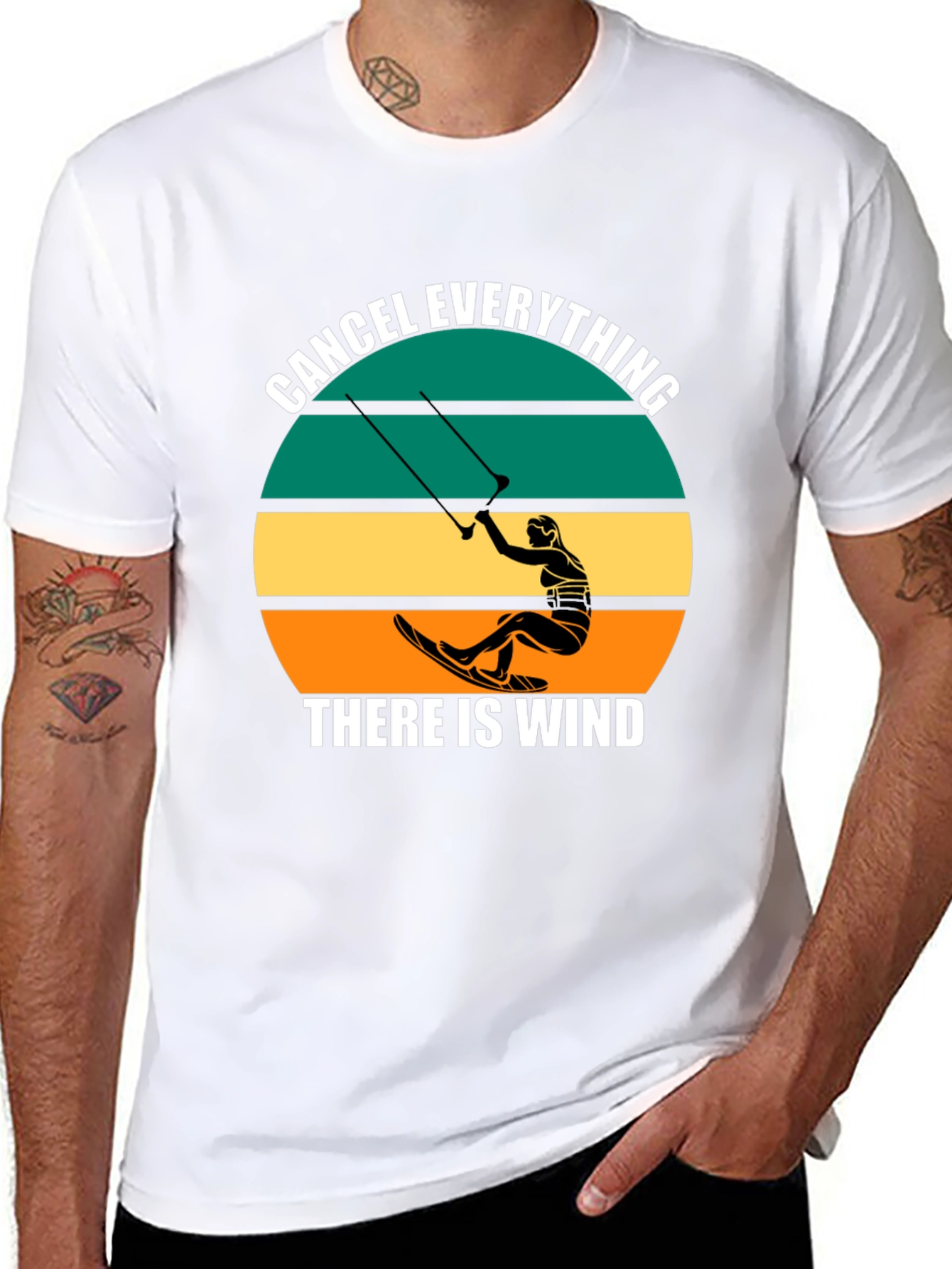 Black Cancel Everything Kitesurfing T-Shirt view 8