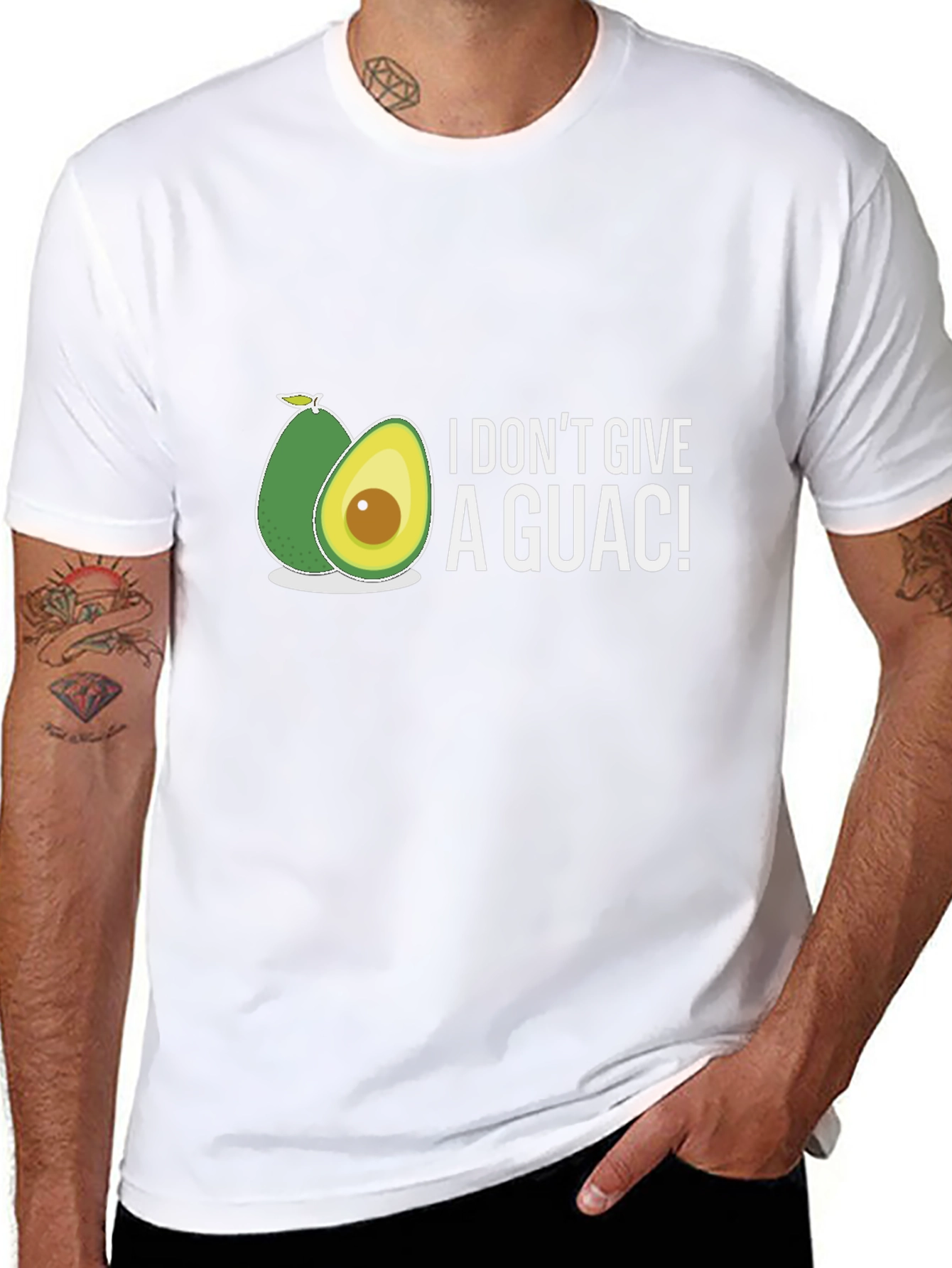 Black I Don't Give A Guac! Funny Avocado Graphic T-Shirt view 8