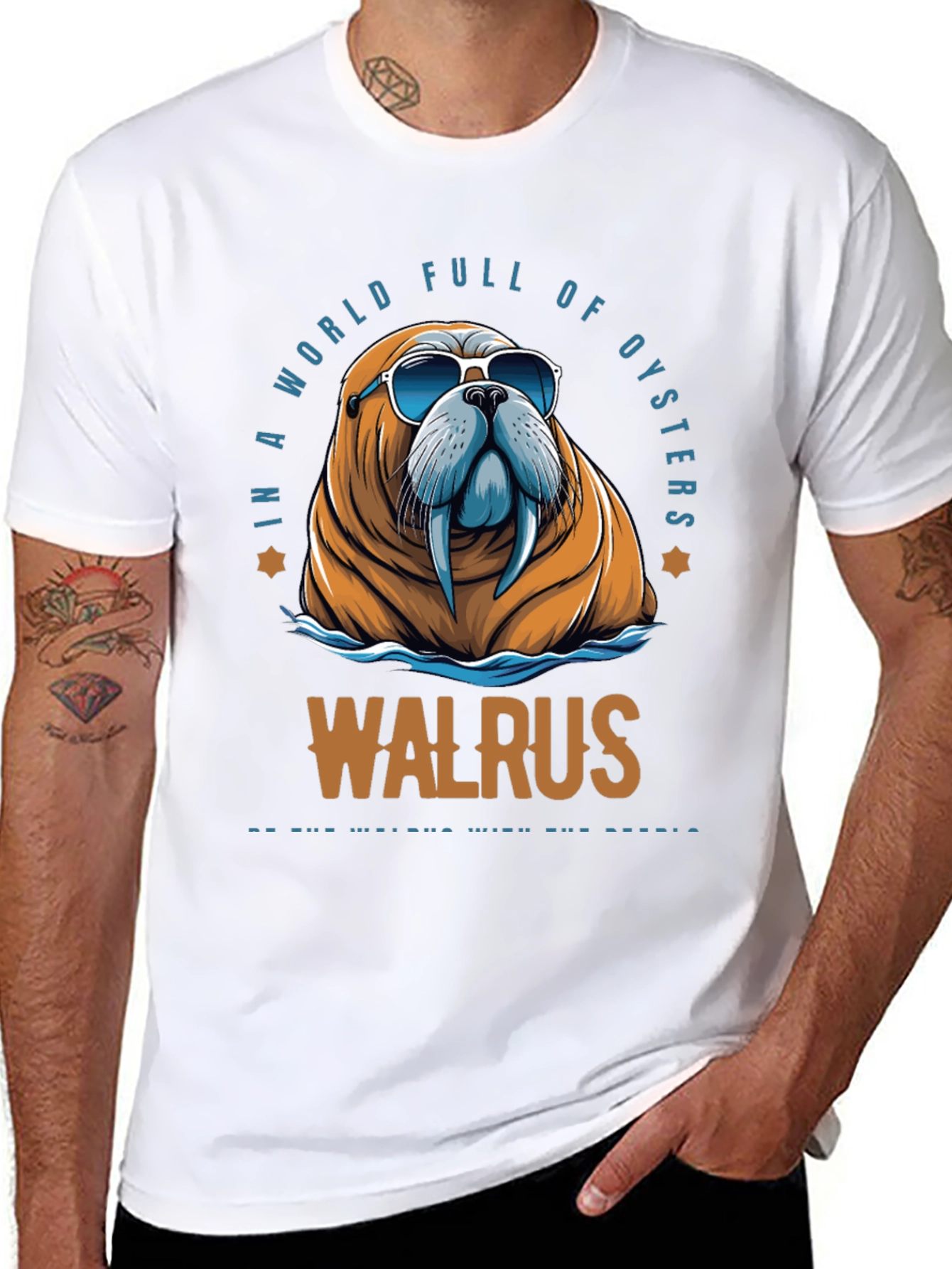 Black Cool Walrus Graphic T-Shirt view 8