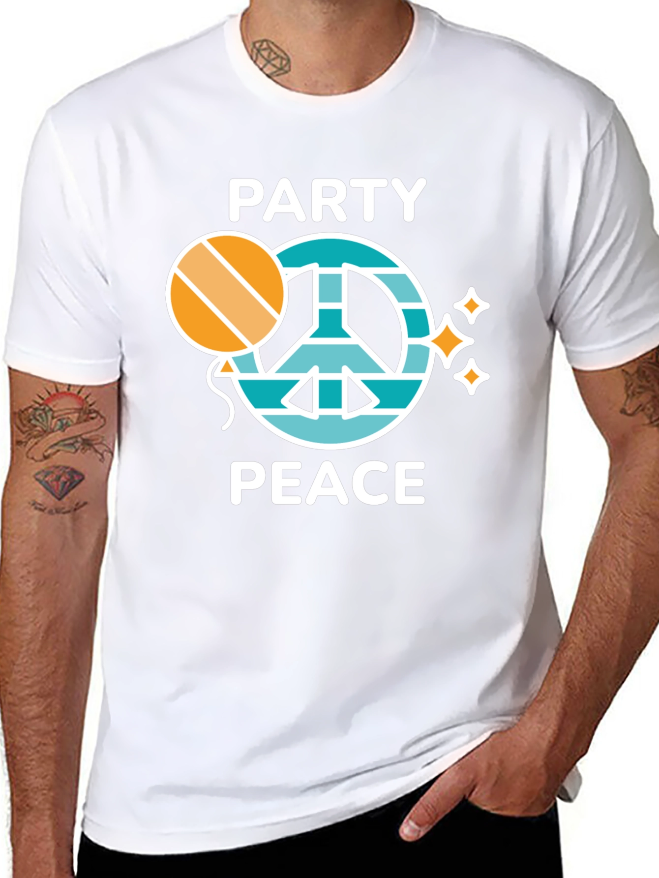 Black Party Peace Graphic Tee - Unisex Crew Neck view 8