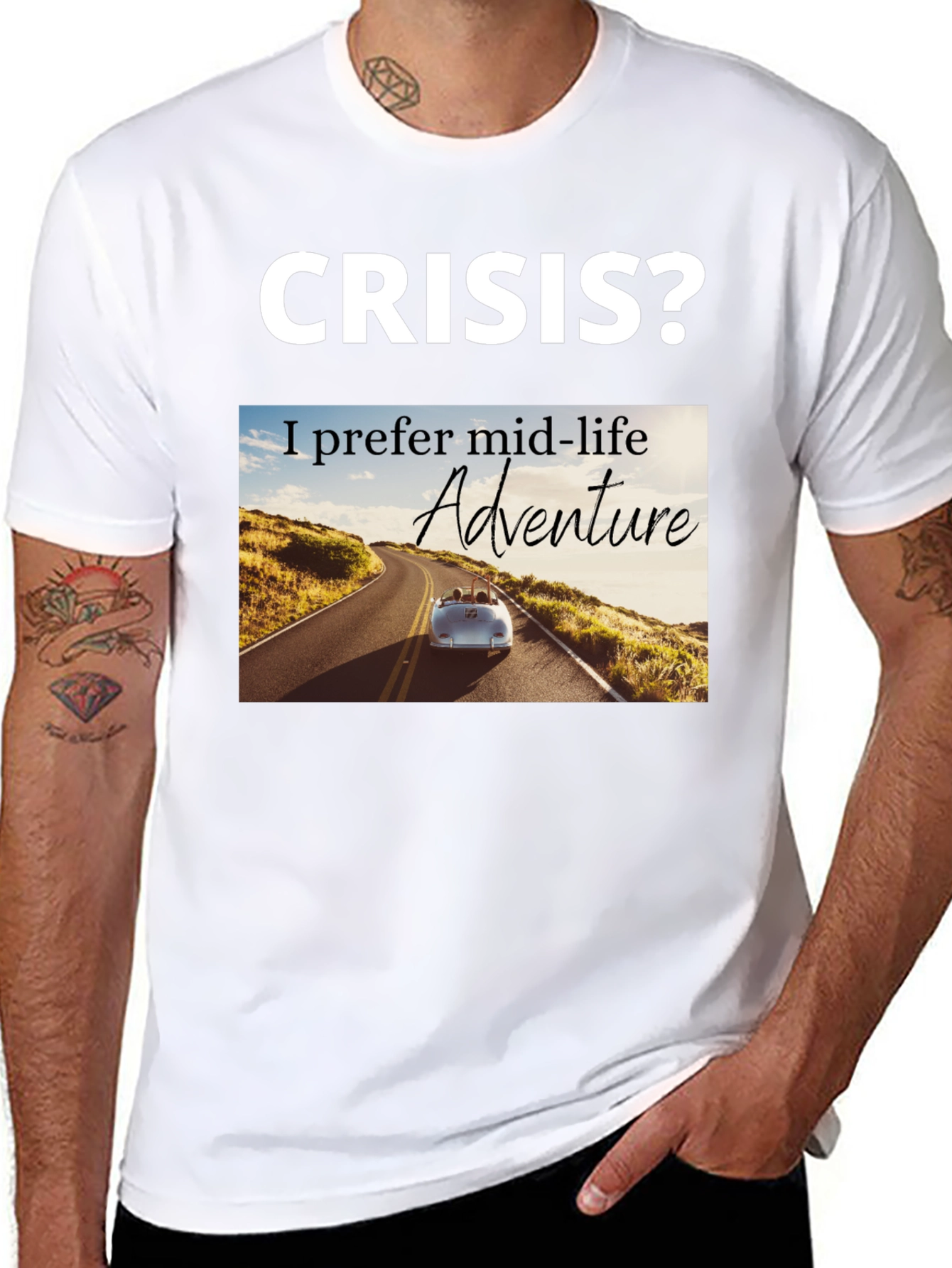 Black Midlife Adventure Graphic Tee -  Novelty T-Shirt view 8