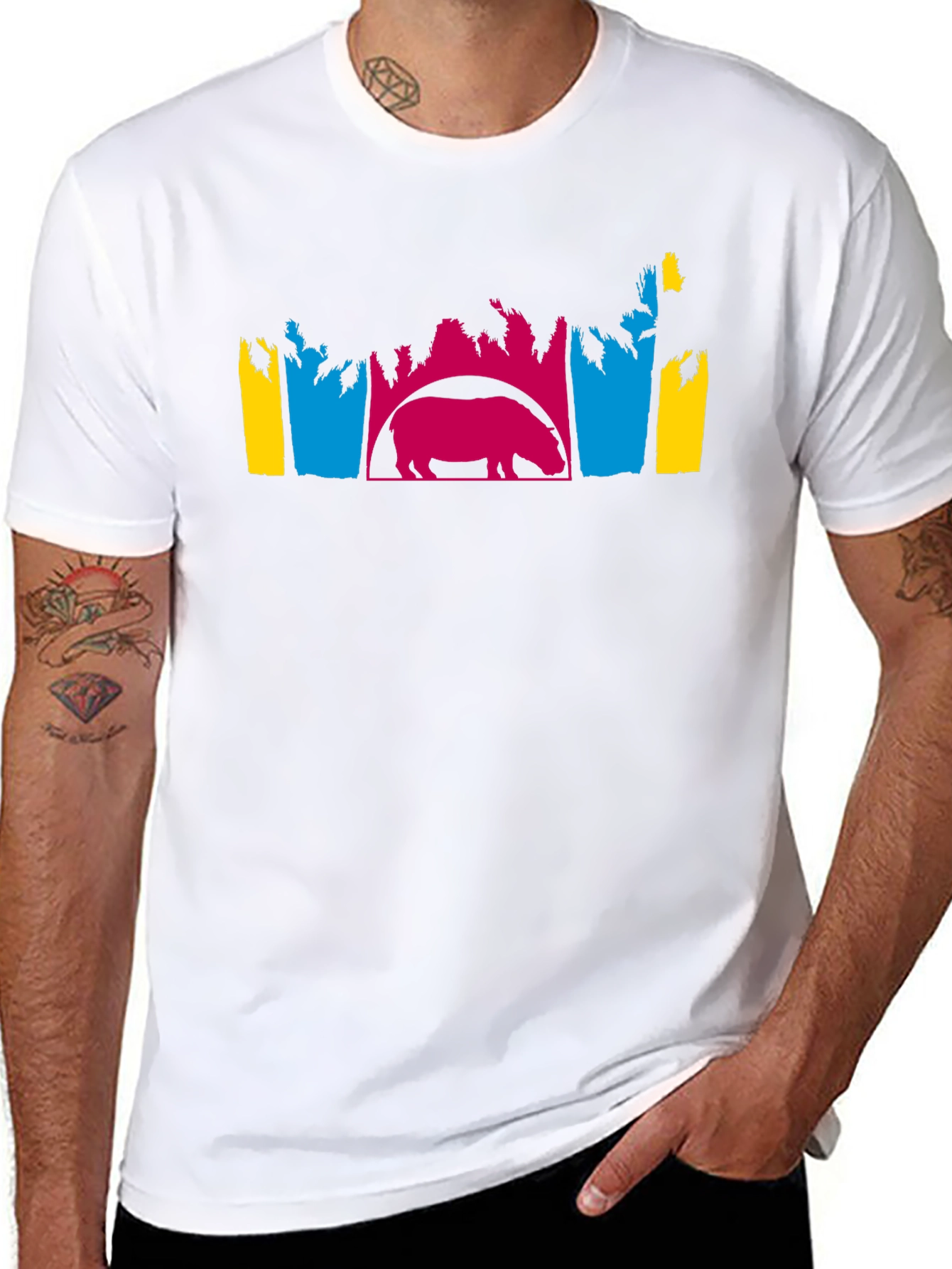 Black Hippo Silhouette Graphic Tee - Unique Design view 8