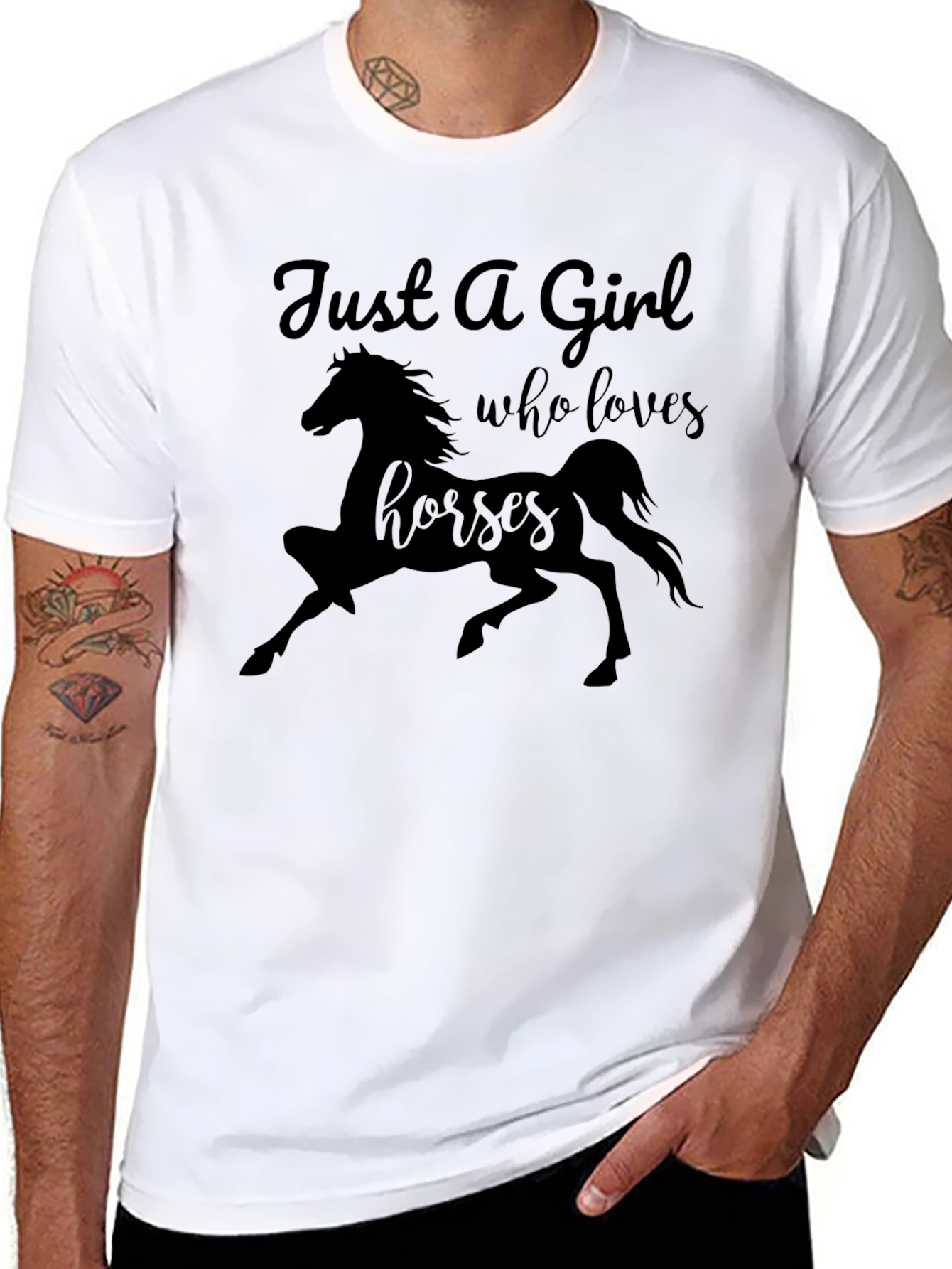 Black Just a Girl Who Loves Horses T-Shirt view 8