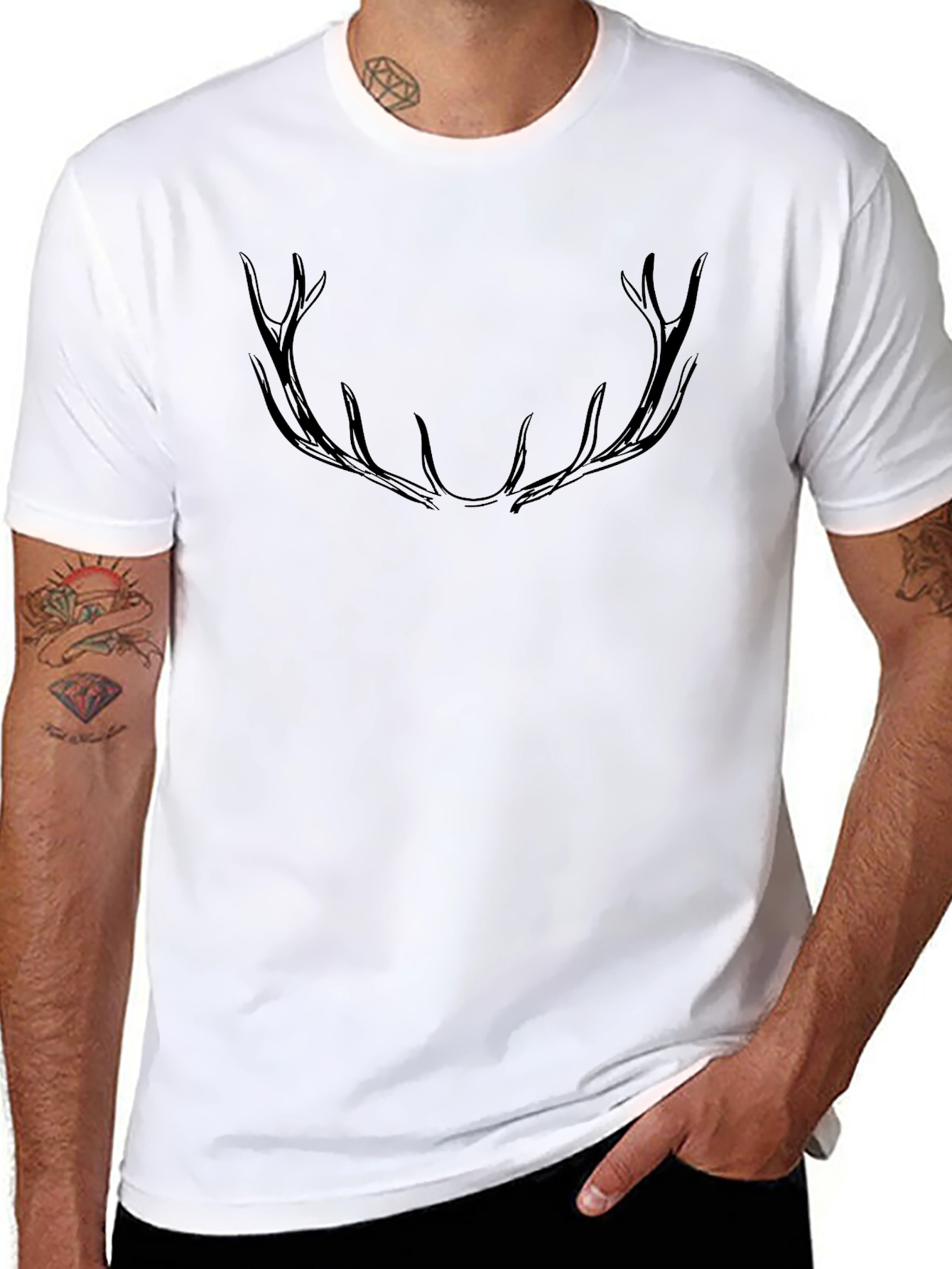 Black Antler Graphic Black T-Shirt view 8