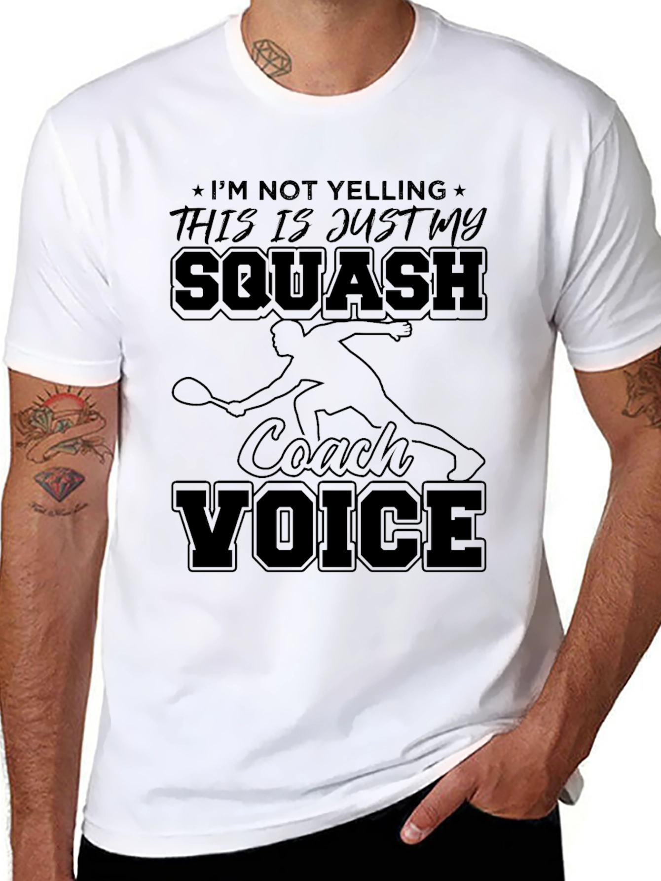 Black Squash Coach Voice T-Shirt - Funny Squash Tee view 8