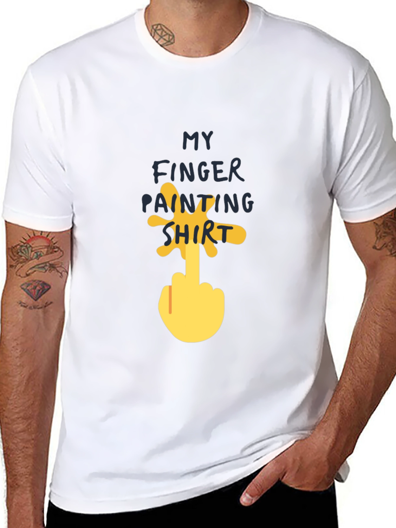 Black Finger Painting Shirt - Funny Humor Tee view 8