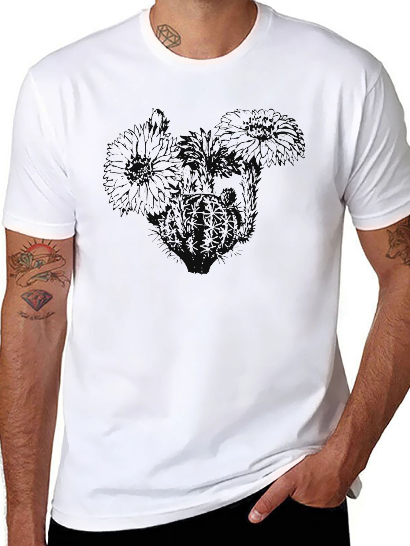 Black Black Floral Graphic Tee - Men's Casual Comfort view 8