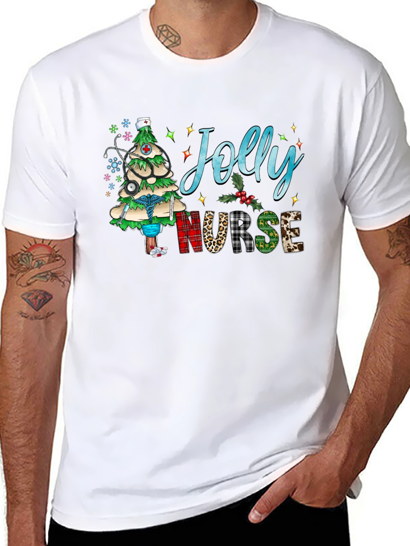 Black Jolly Nurse Holiday T-Shirt view 8