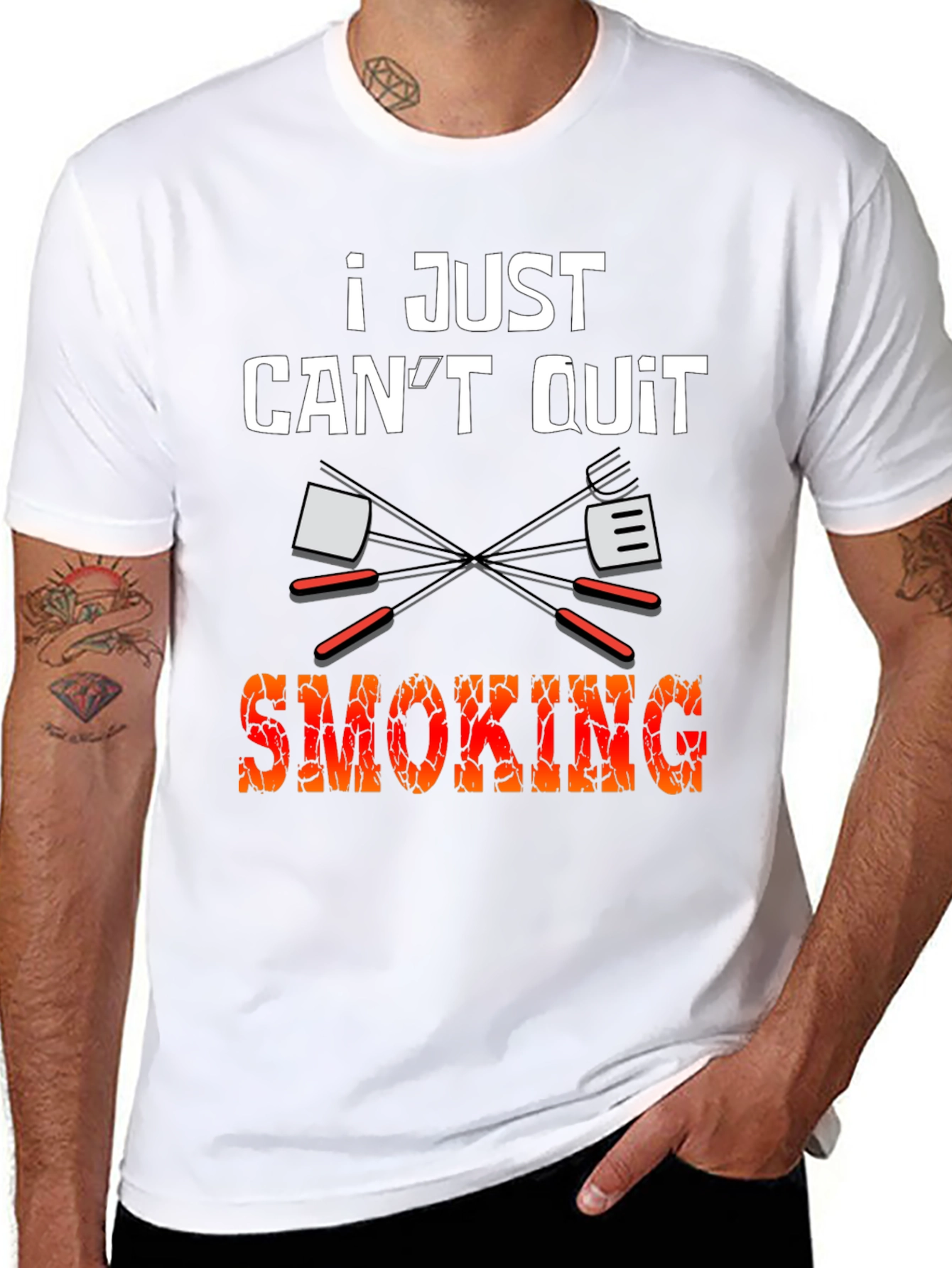 Black I Just Can't Quit Smoking BBQ T-Shirt view 8