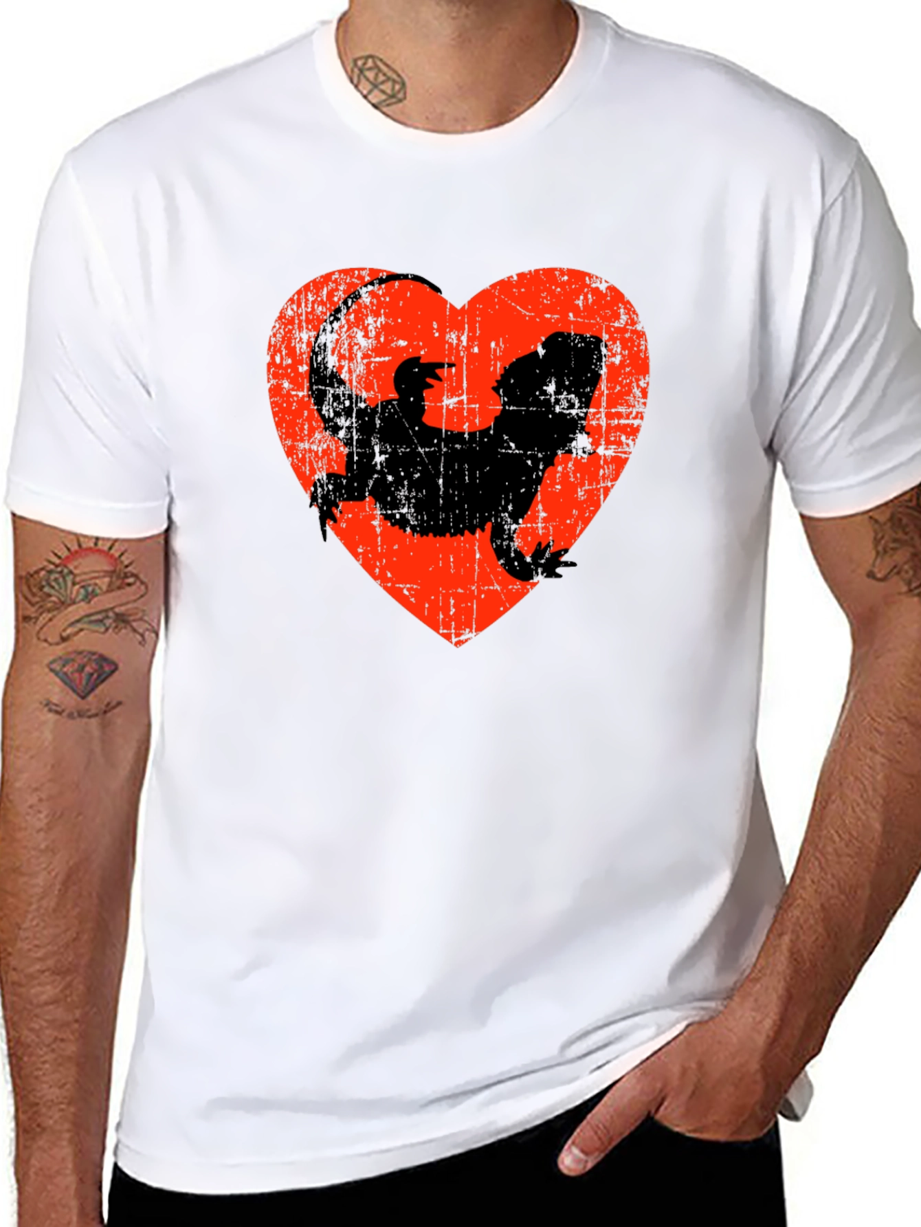 Black Bearded Dragon Heart T-Shirt - Reptile Lover Gift view 8