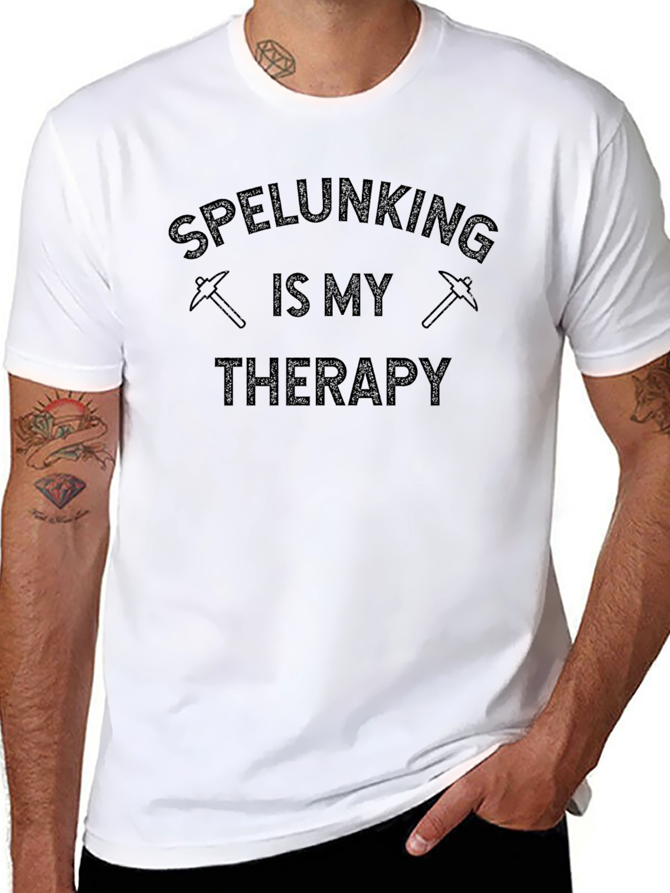 Black Speleology T-Shirt - Caving is My Therapy Tee view 8