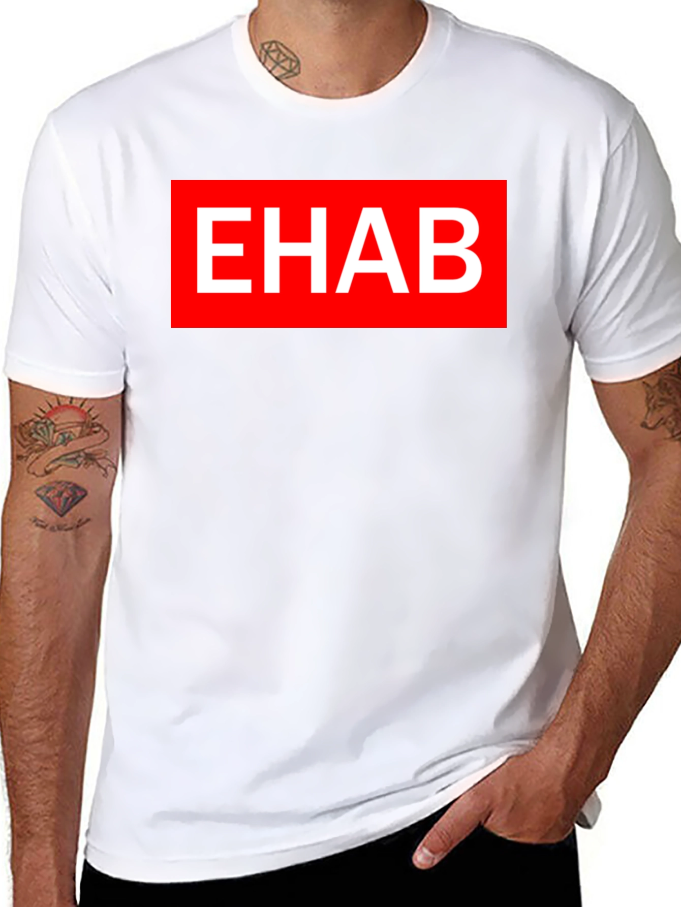 Black EHAB Graphic Tee - Bold Statement T-Shirt view 8