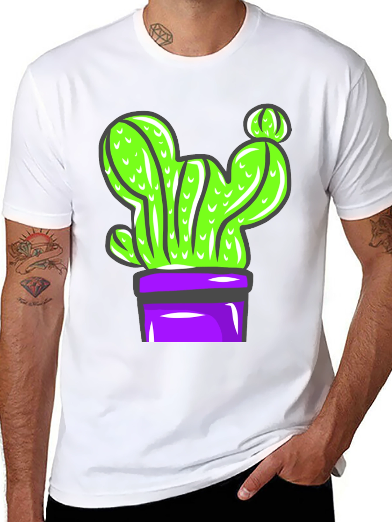 Black Cactus Graphic Tee - Potted Plant Design view 8