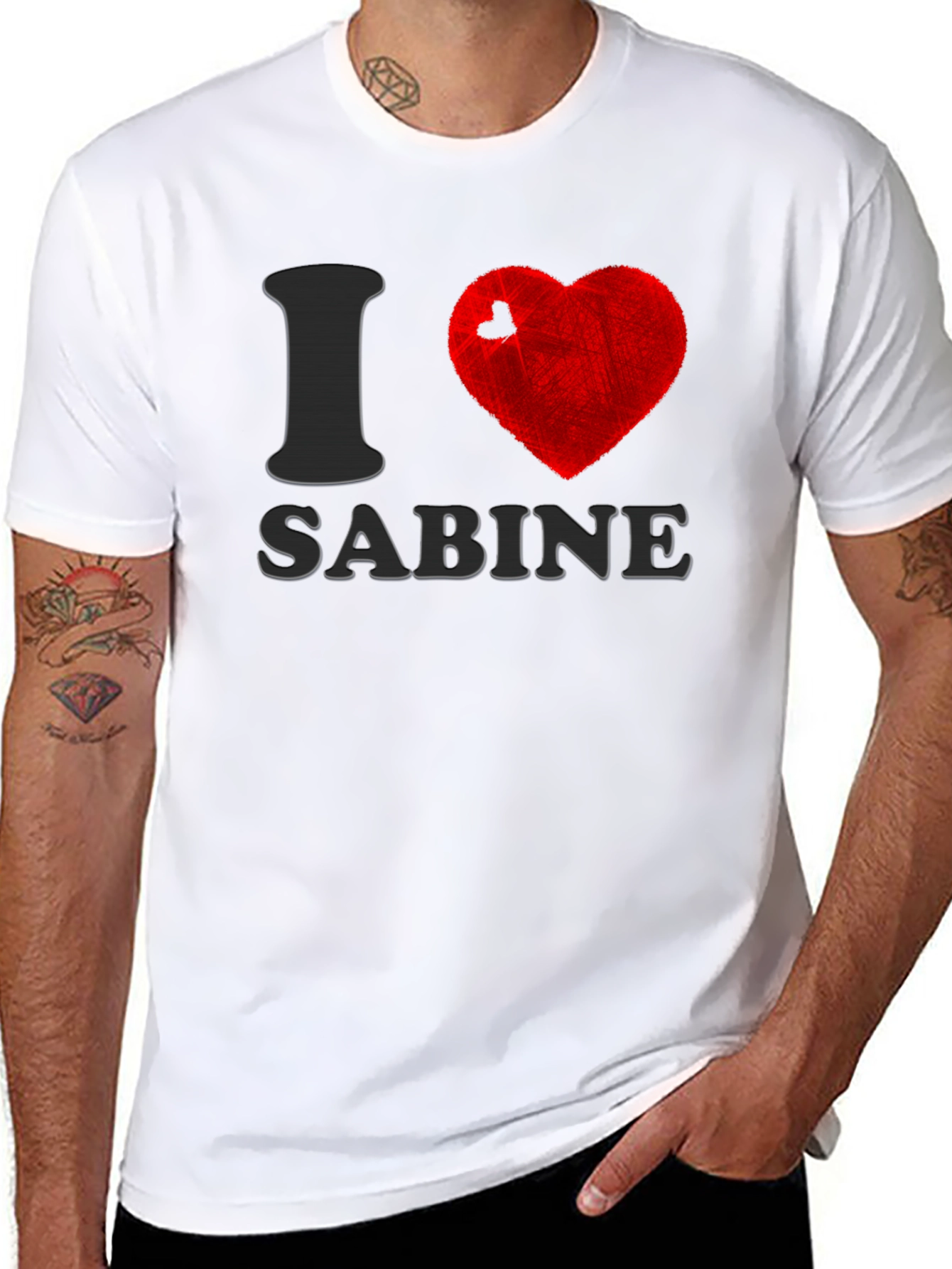 Black I Heart Sabine Black Cotton T-Shirt view 8