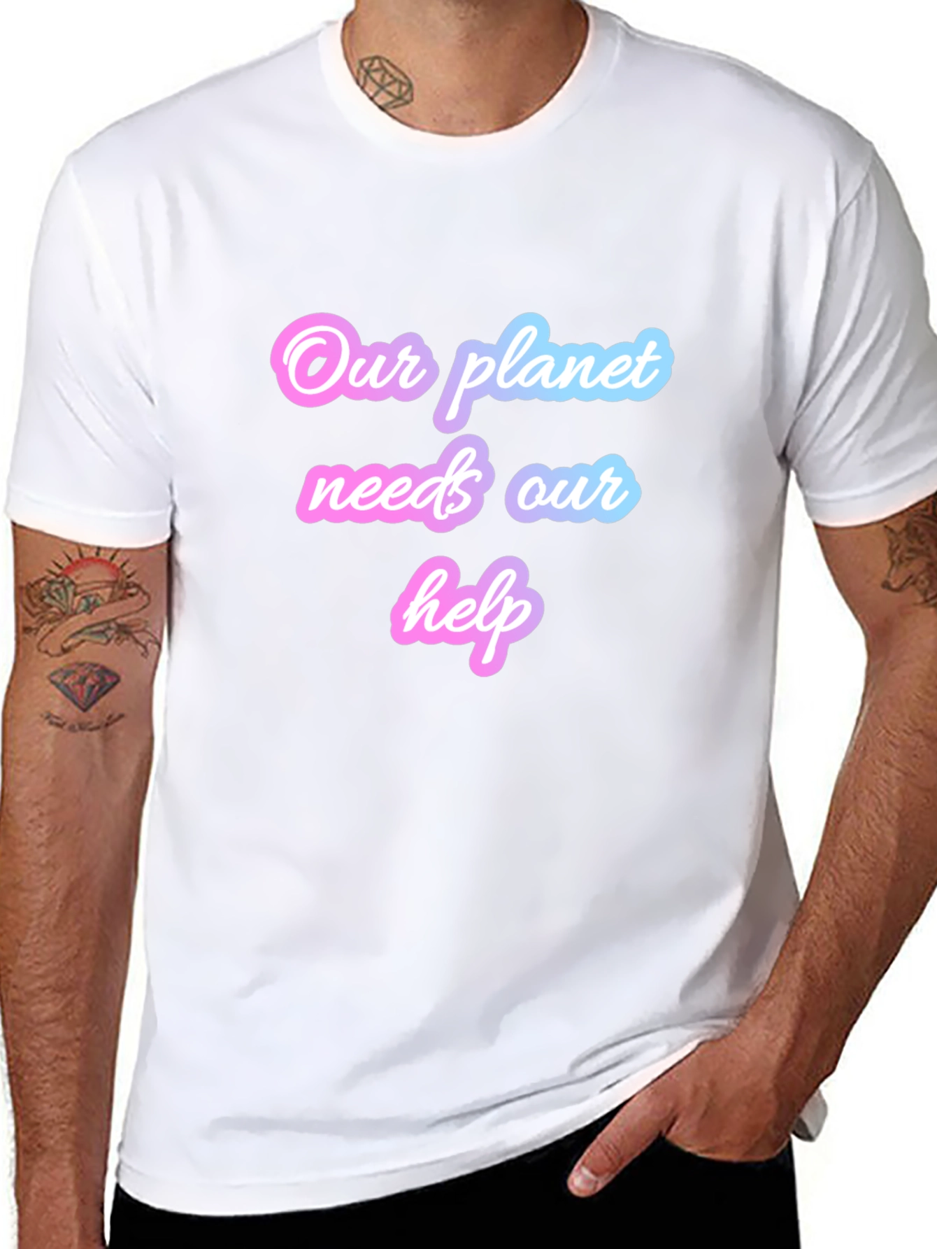 Black Eco-Friendly T-Shirt: Our Planet Needs Our Help view 8