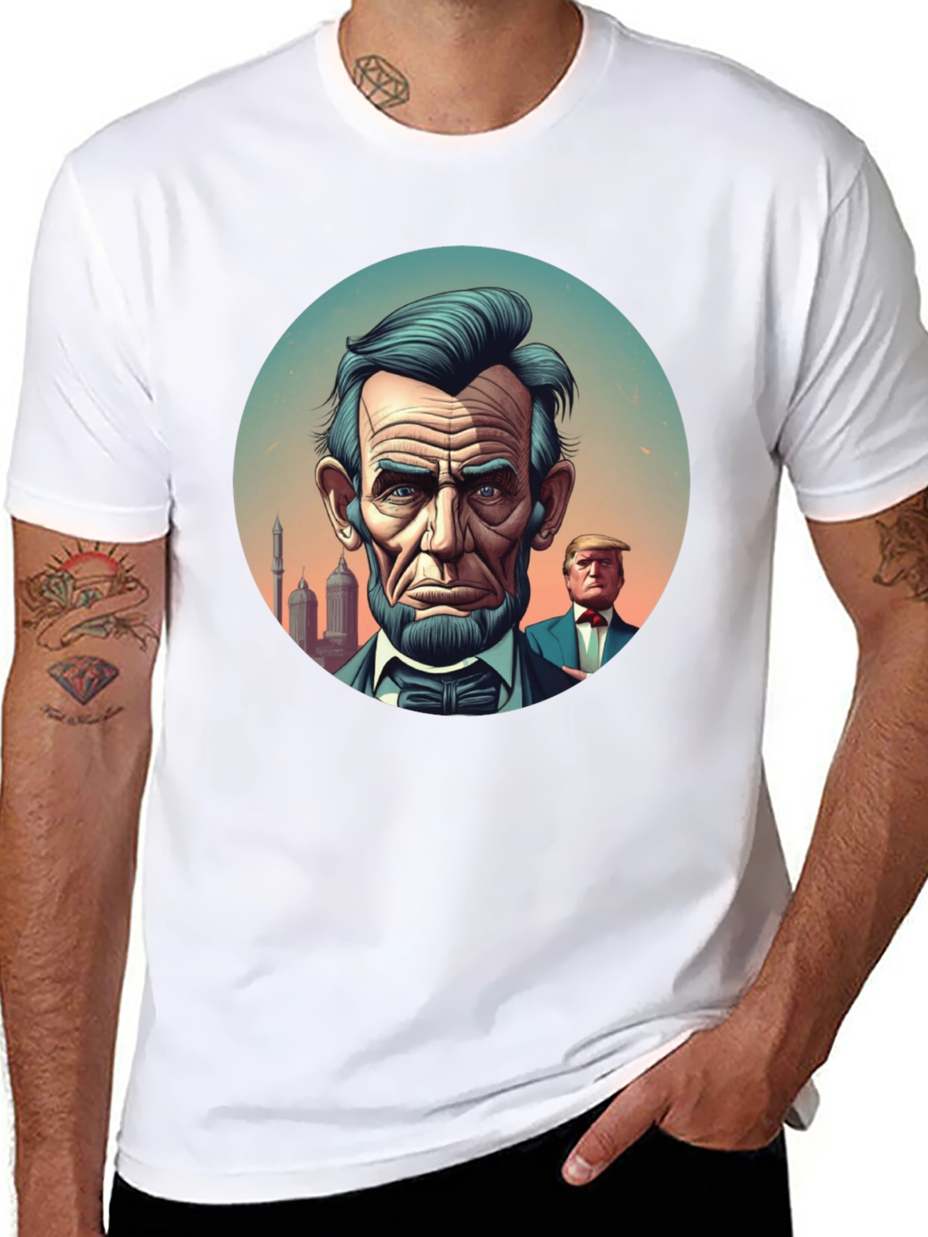 Black Lincoln Trump Graphic Tee - Presidential Humor Shirt view 8