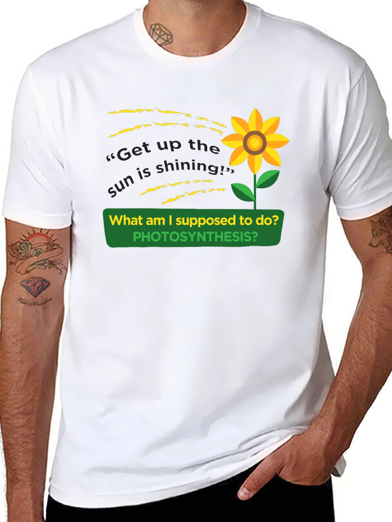 Black Photosynthesis Sunflower Graphic T-Shirt view 8