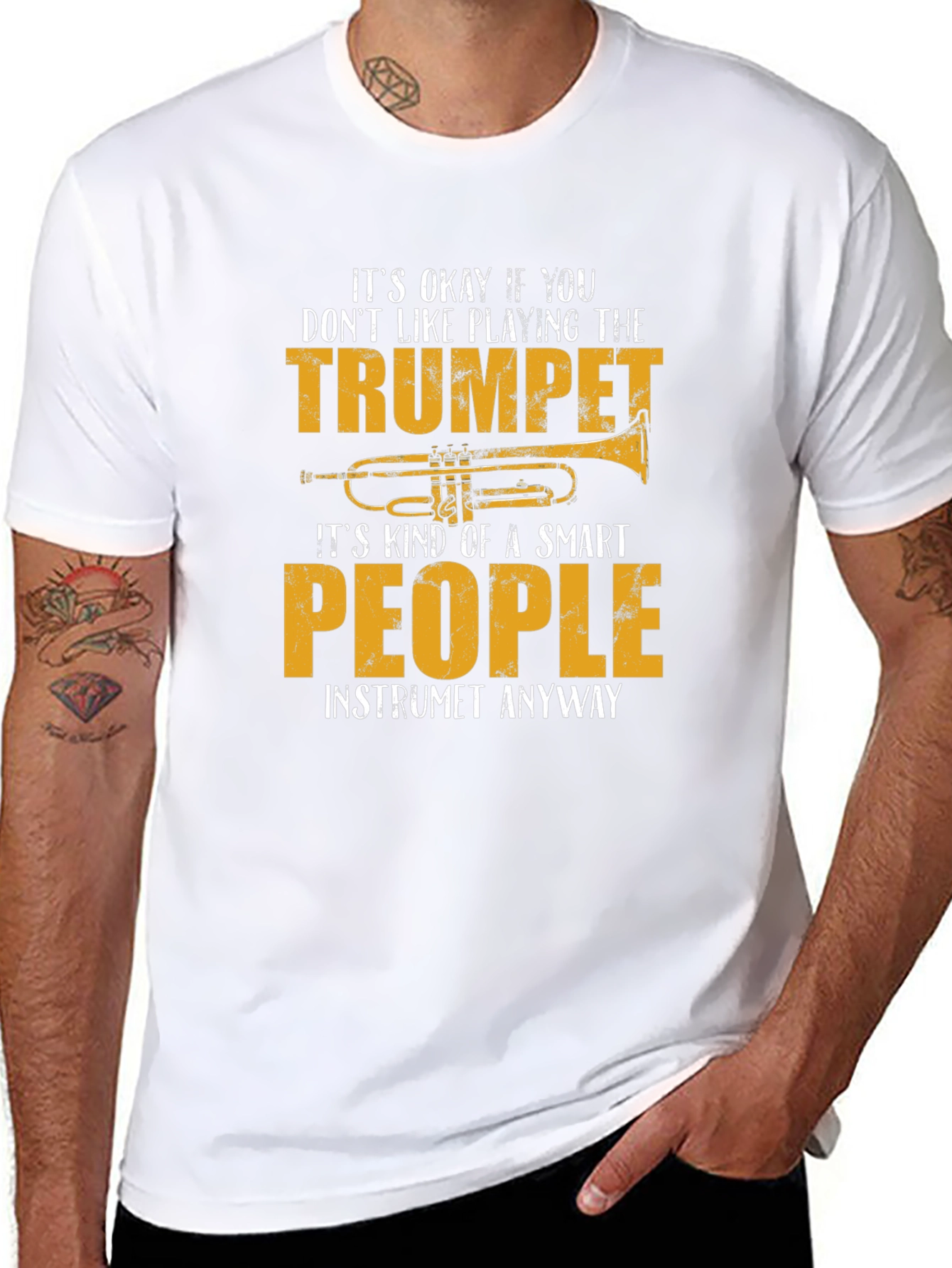 Black Funny Trumpet Player T-Shirt view 8