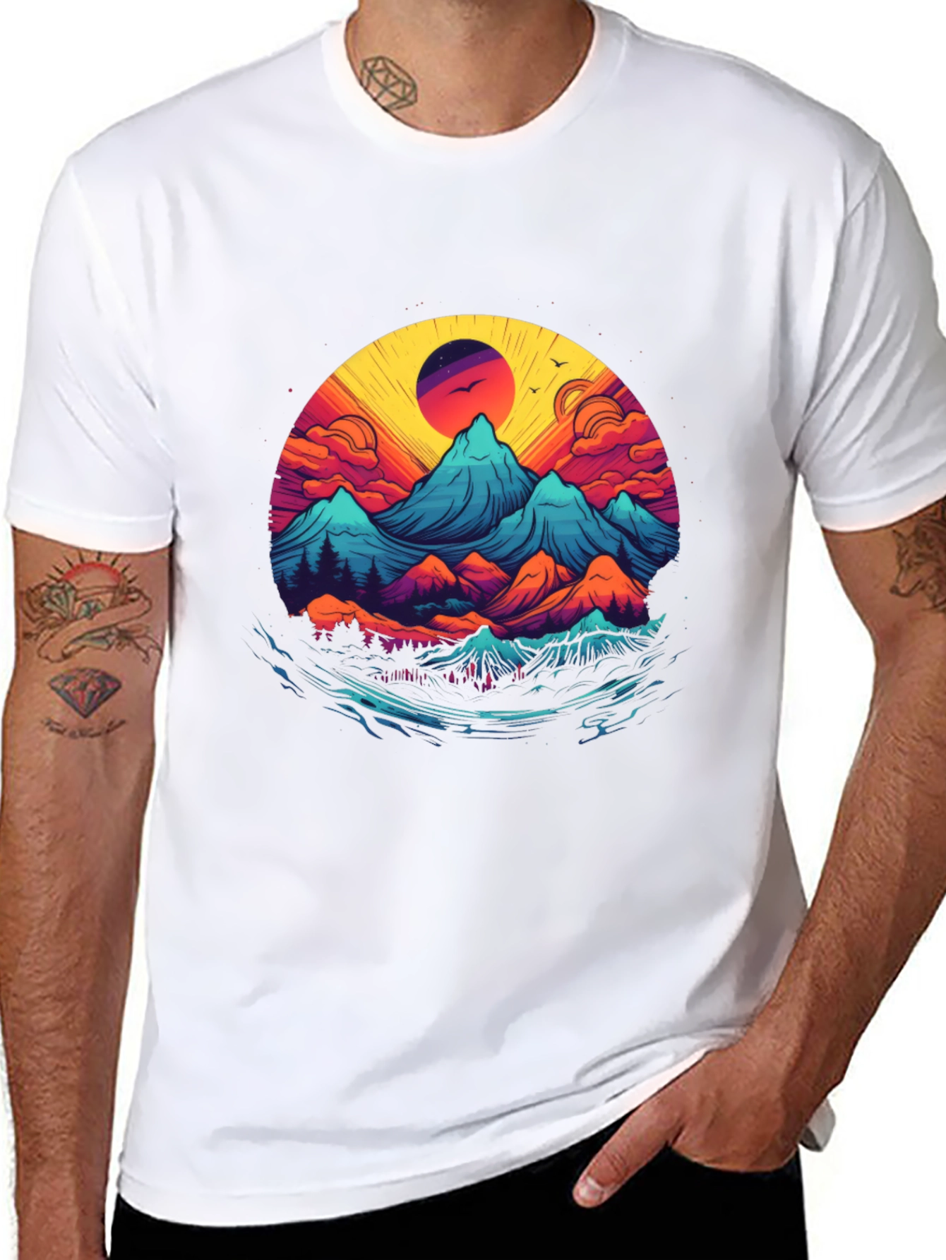 Black Mountain Sunset Graphic Tee - Nature Inspired Design view 8
