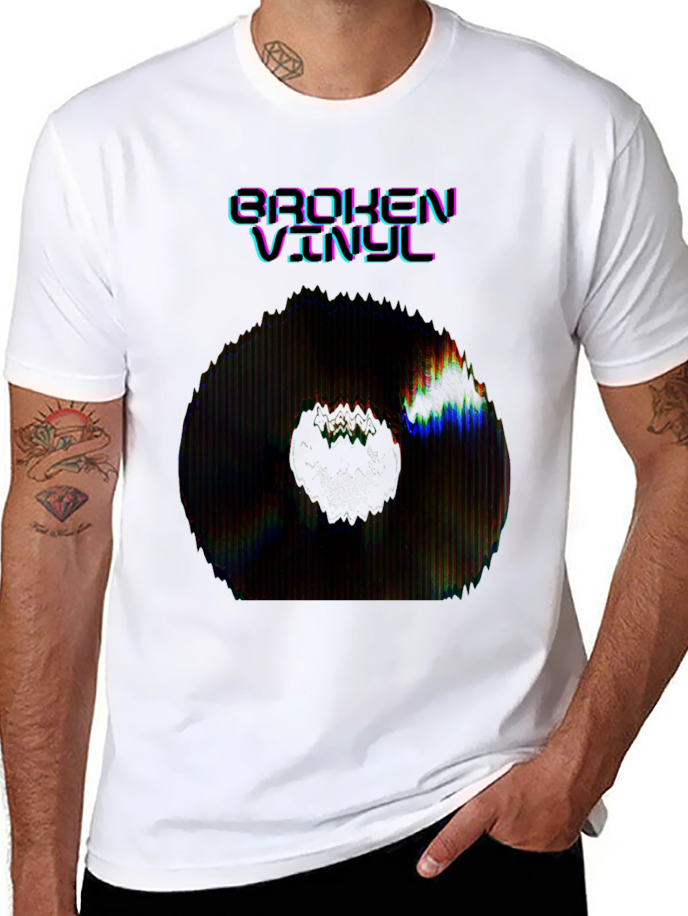 Black Broken Vinyl Graphic Tee - Black view 8