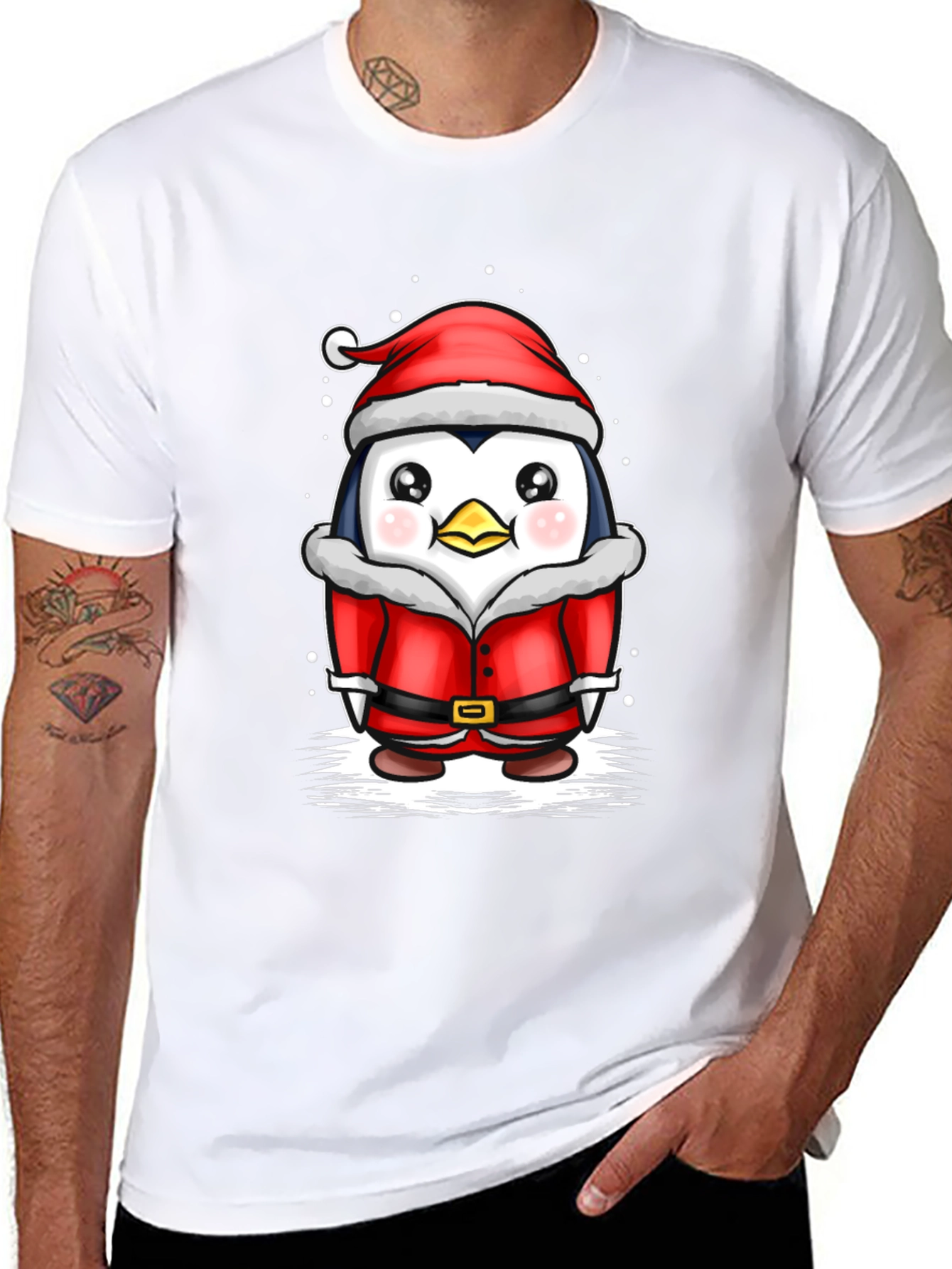 Black Penguin Santa T-Shirt - Holiday Cheer view 8