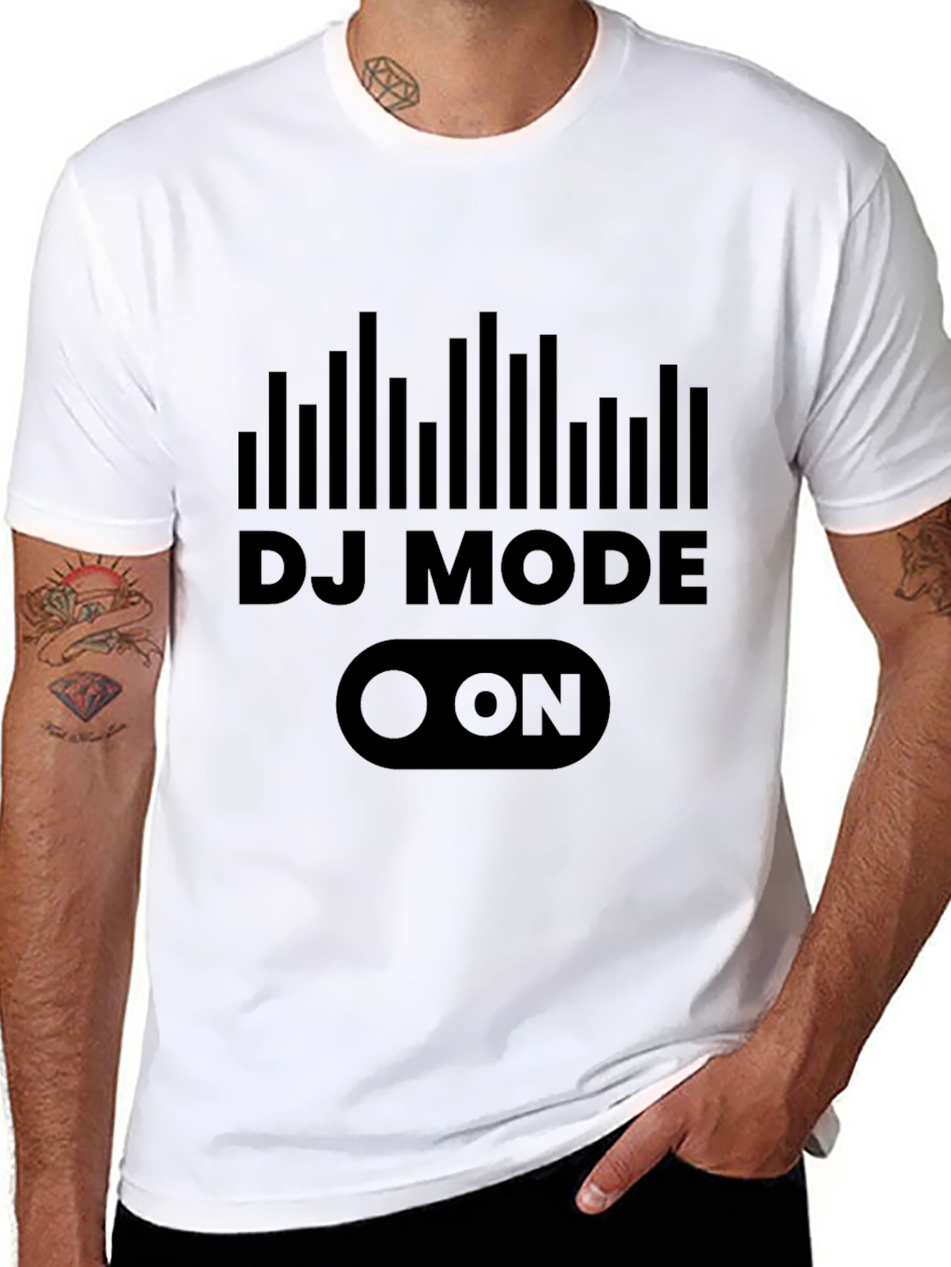 Black DJ Mode ON Graphic Tee - Black view 8