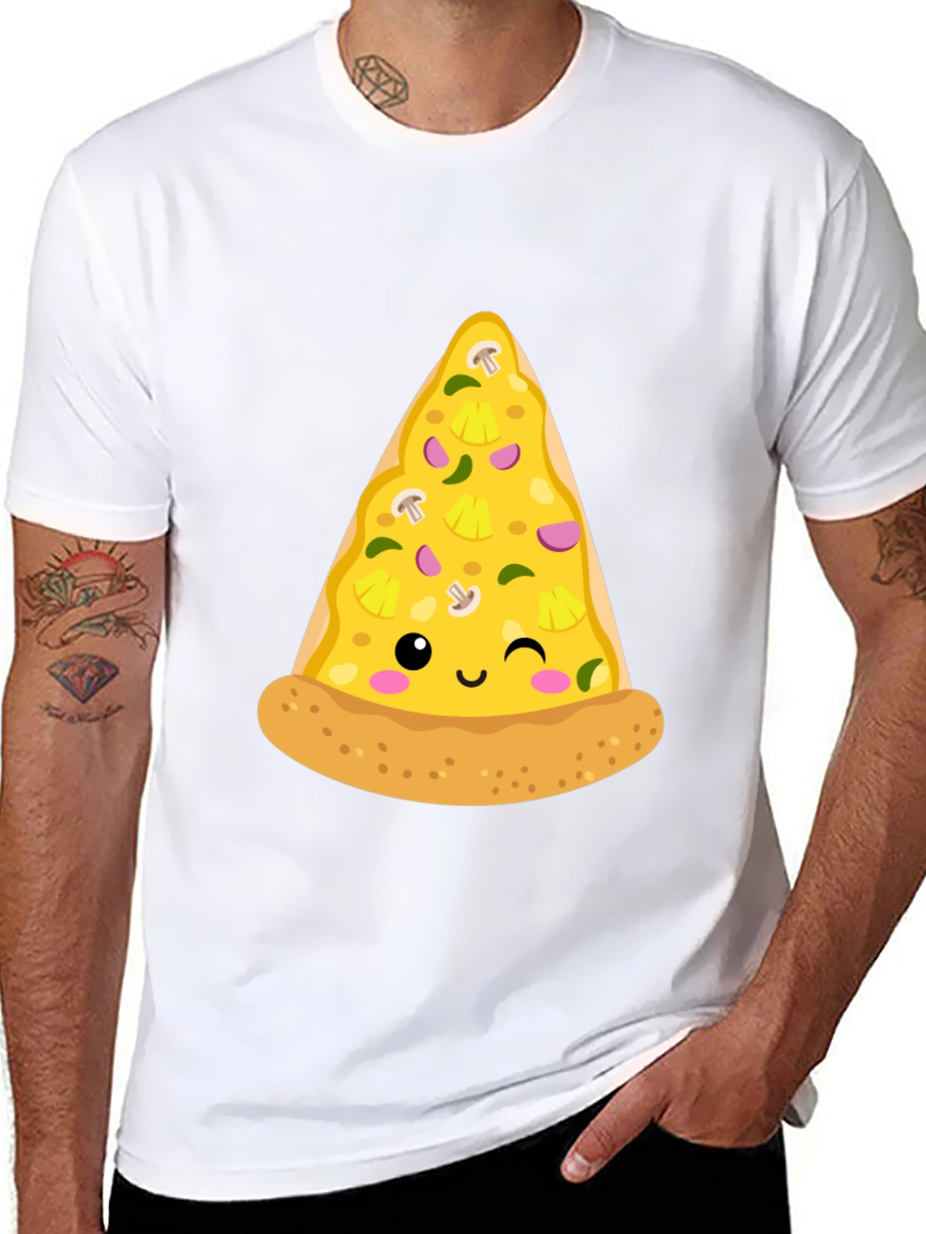Black Pizza Slice Graphic Tee - Casual Black T-Shirt view 8