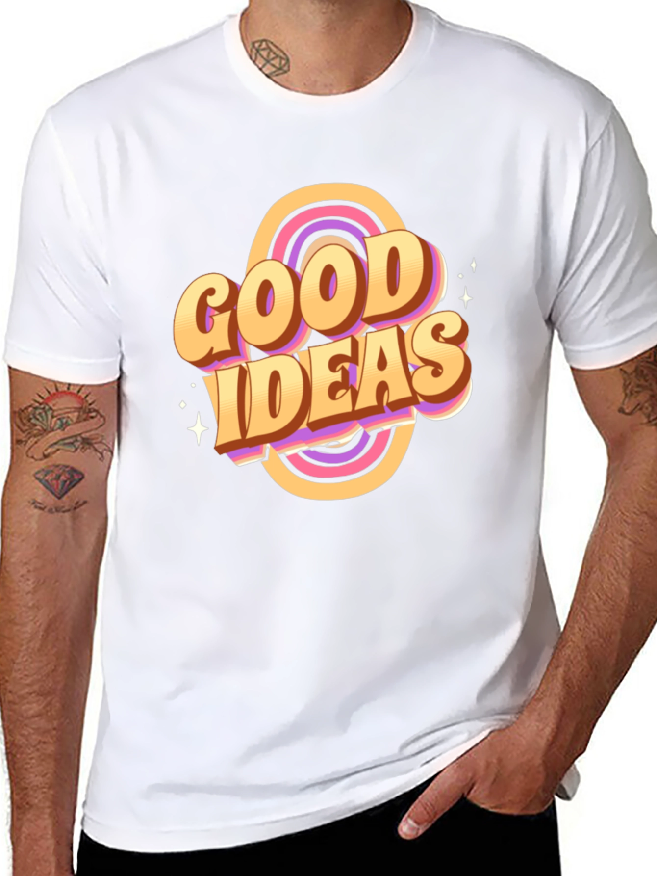 Black Good Ideas Graphic Tee - Retro Style T-Shirt view 8