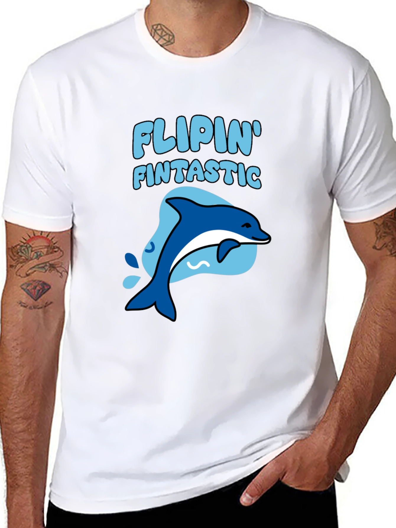 Black Flippin' Fintastic Dolphin Graphic Tee view 8