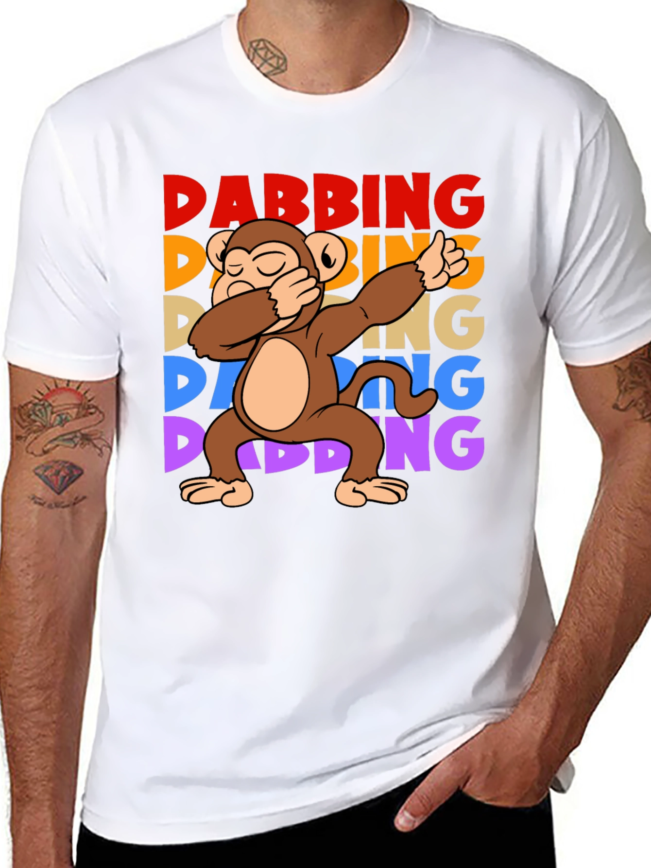Black Dabbing Monkey Graphic T-Shirt - Fun Trendy Tee view 8