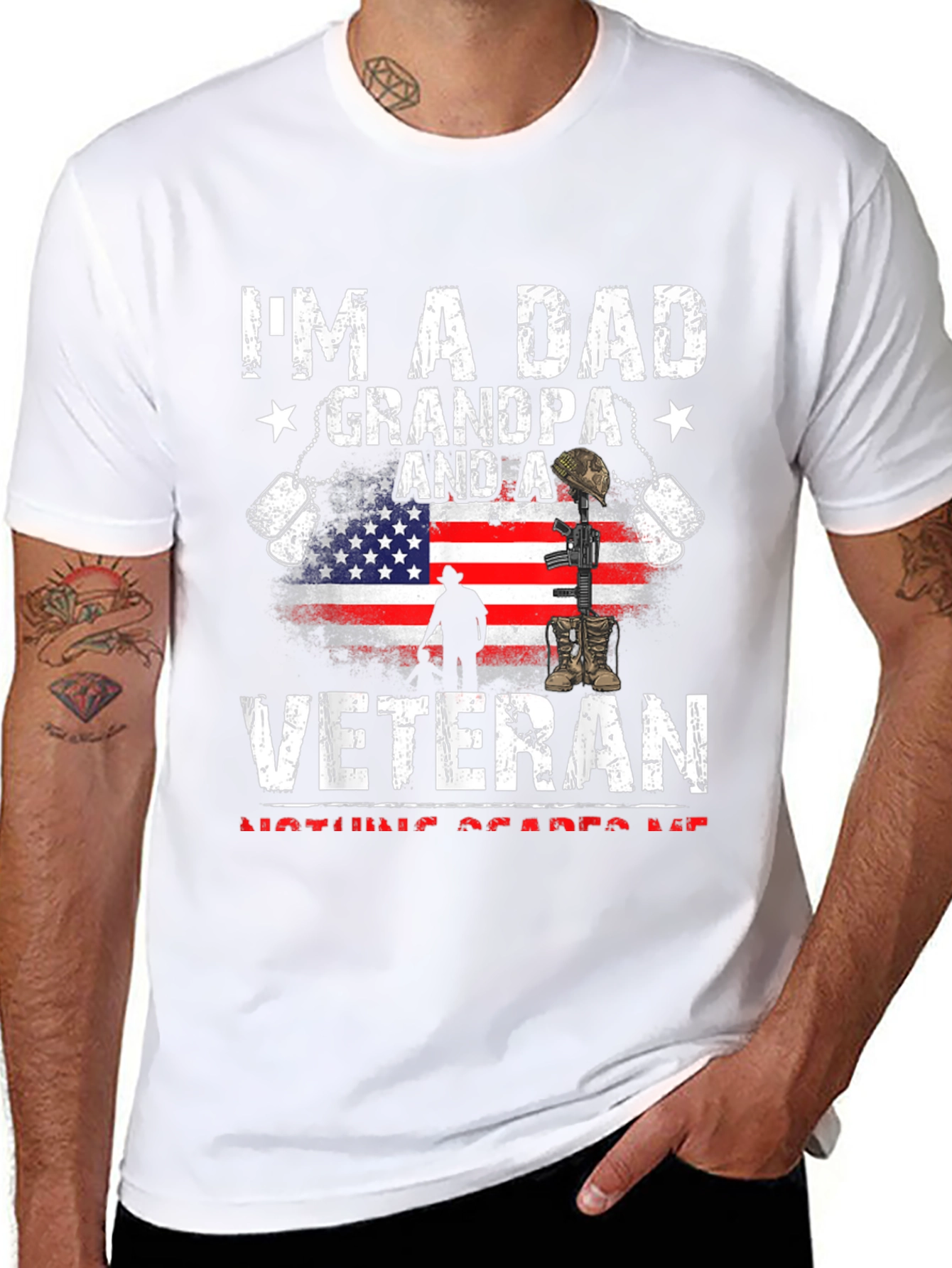 Black Dad Grandpa Veteran Graphic Tee view 8